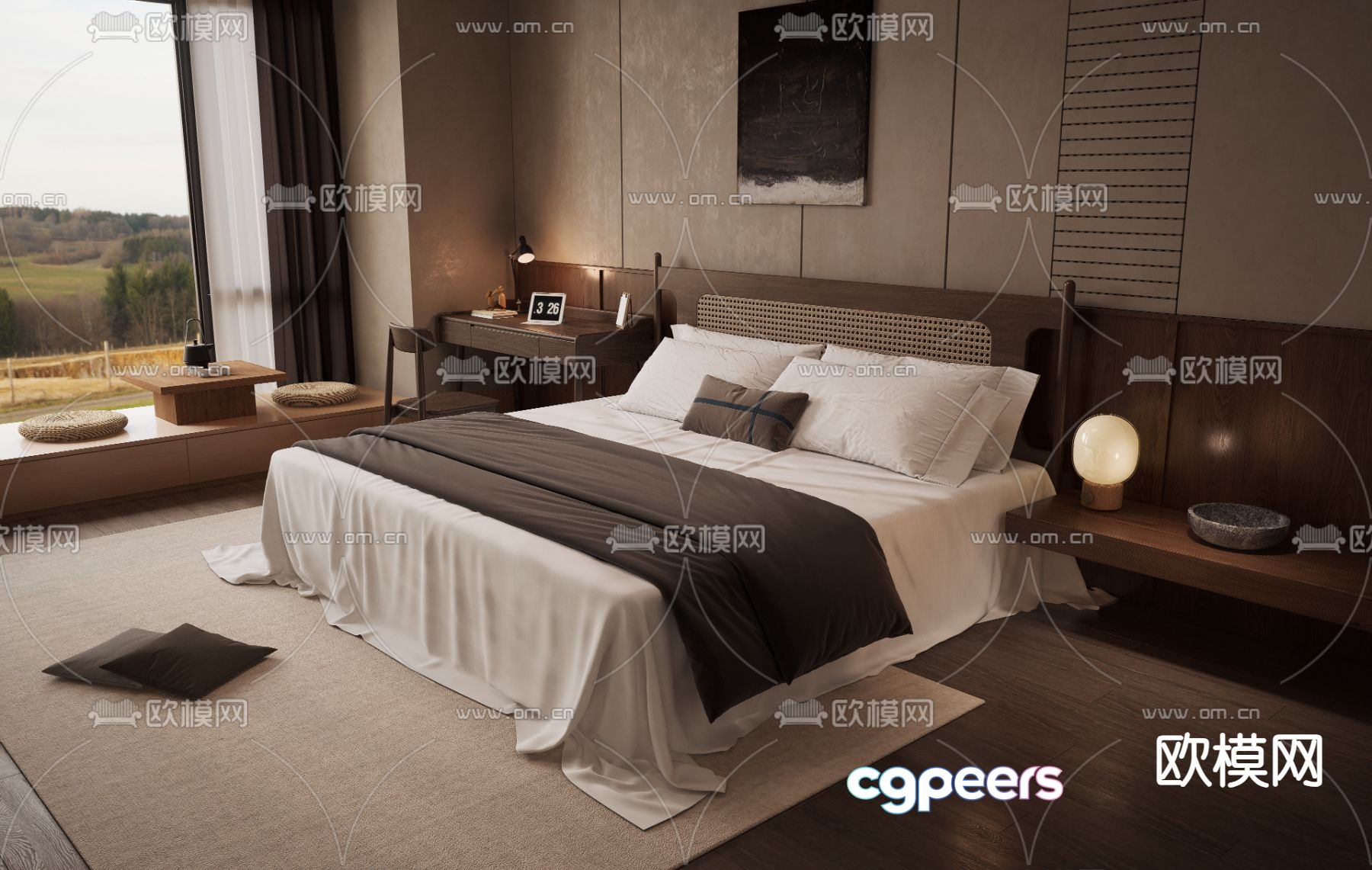 Wabi-sabi double bed 3d model Wabi-sabi double bed 3d model
