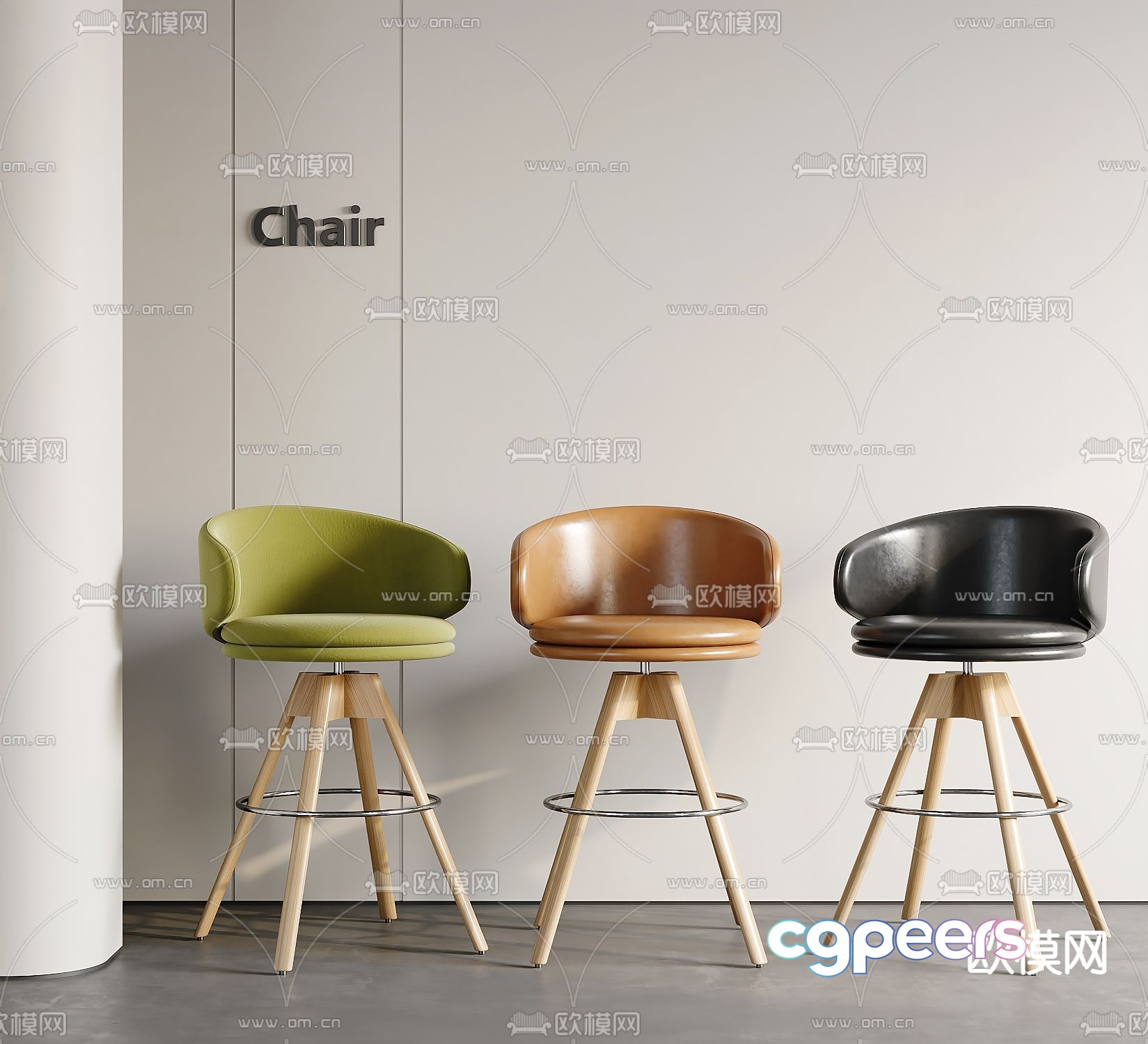 Nordic simple bar chair 3d model Nordic simple bar chair 3d model