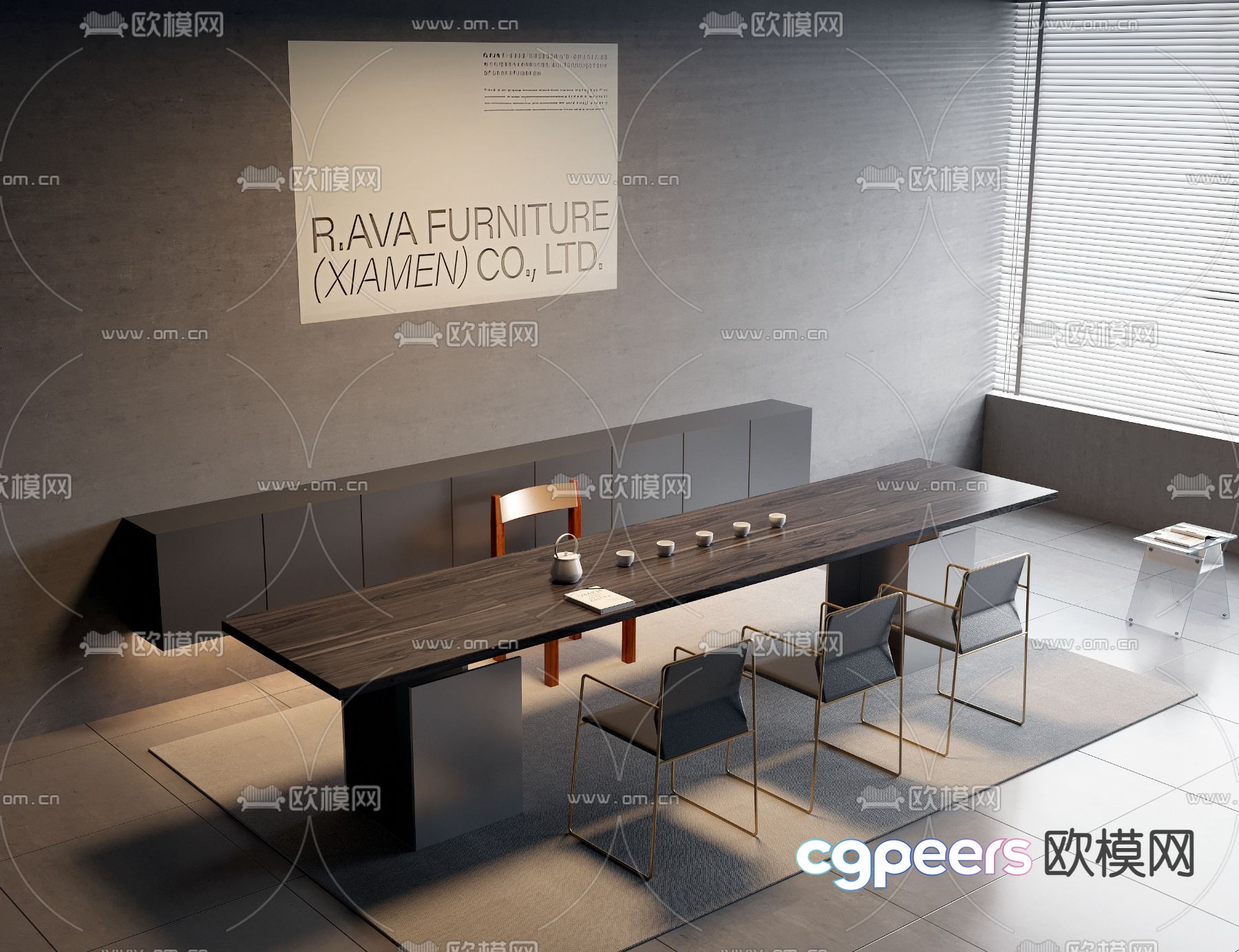 Modern tea table and chairs solid wood tea table 3d model Modern tea table and chairs solid wood tea table 3d model
