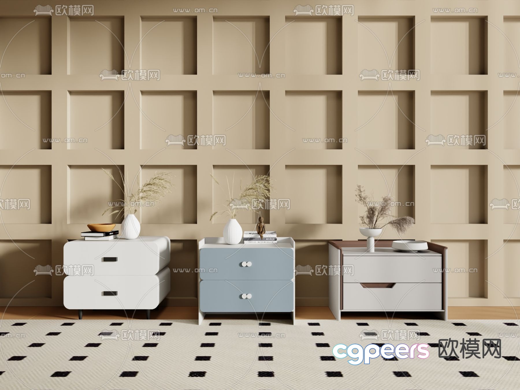 Modern bedside table 3d model Modern bedside table 3d model