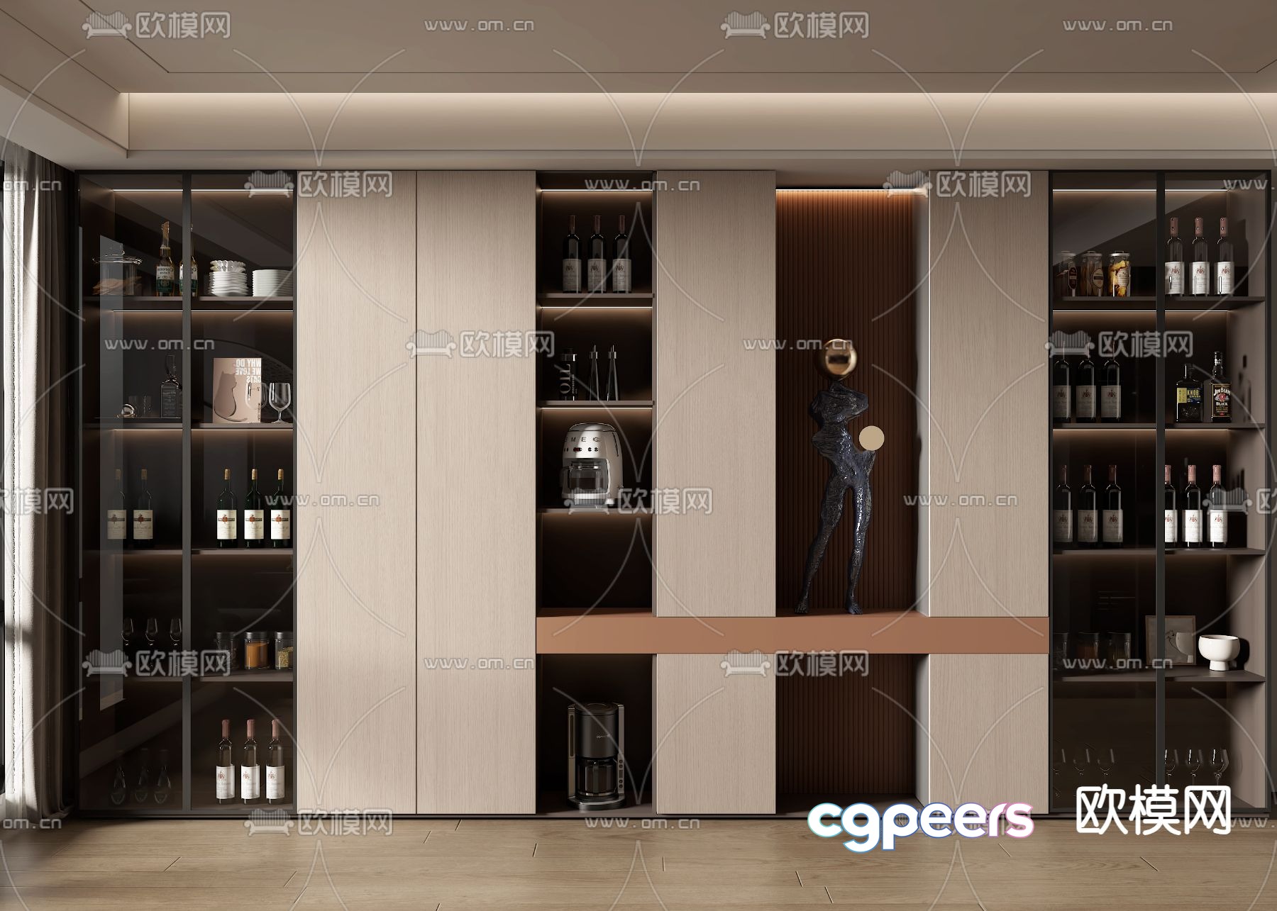 Modern wine cabinet 3d model Modern wine cabinet 3d model