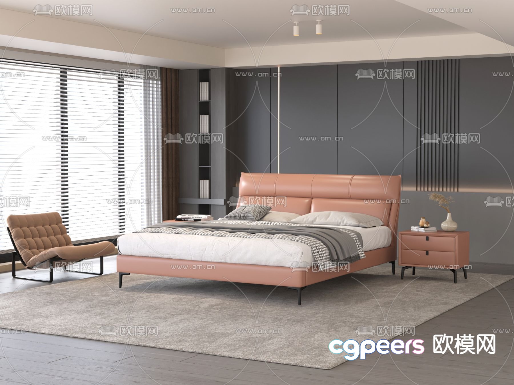 Modern double bed 3d model Modern double bed 3d model