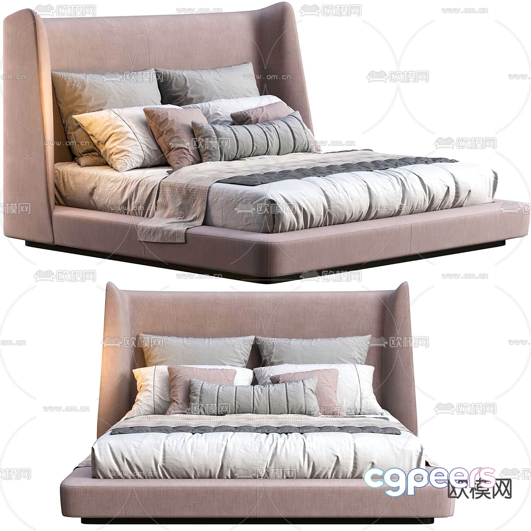 Modern double bed 3d model Modern double bed 3d model