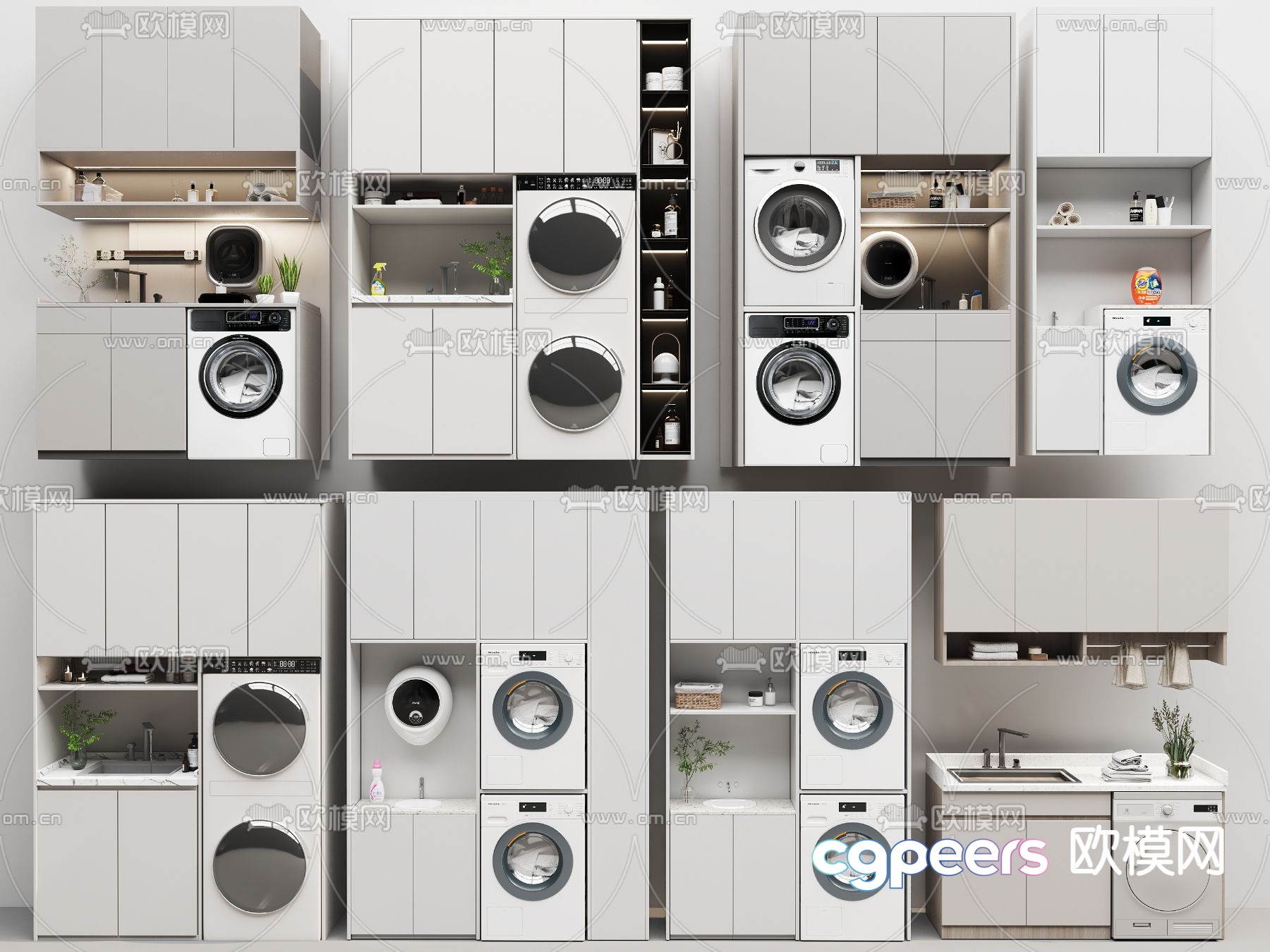 Balcony cabinet washing machine cabinet 3d model Balcony cabinet washing machine cabinet 3d model
