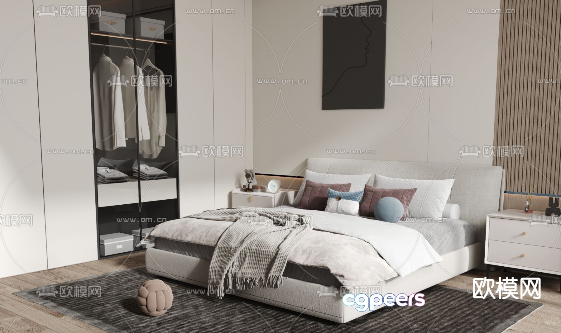 Modern double bed 3d model Modern double bed 3d model