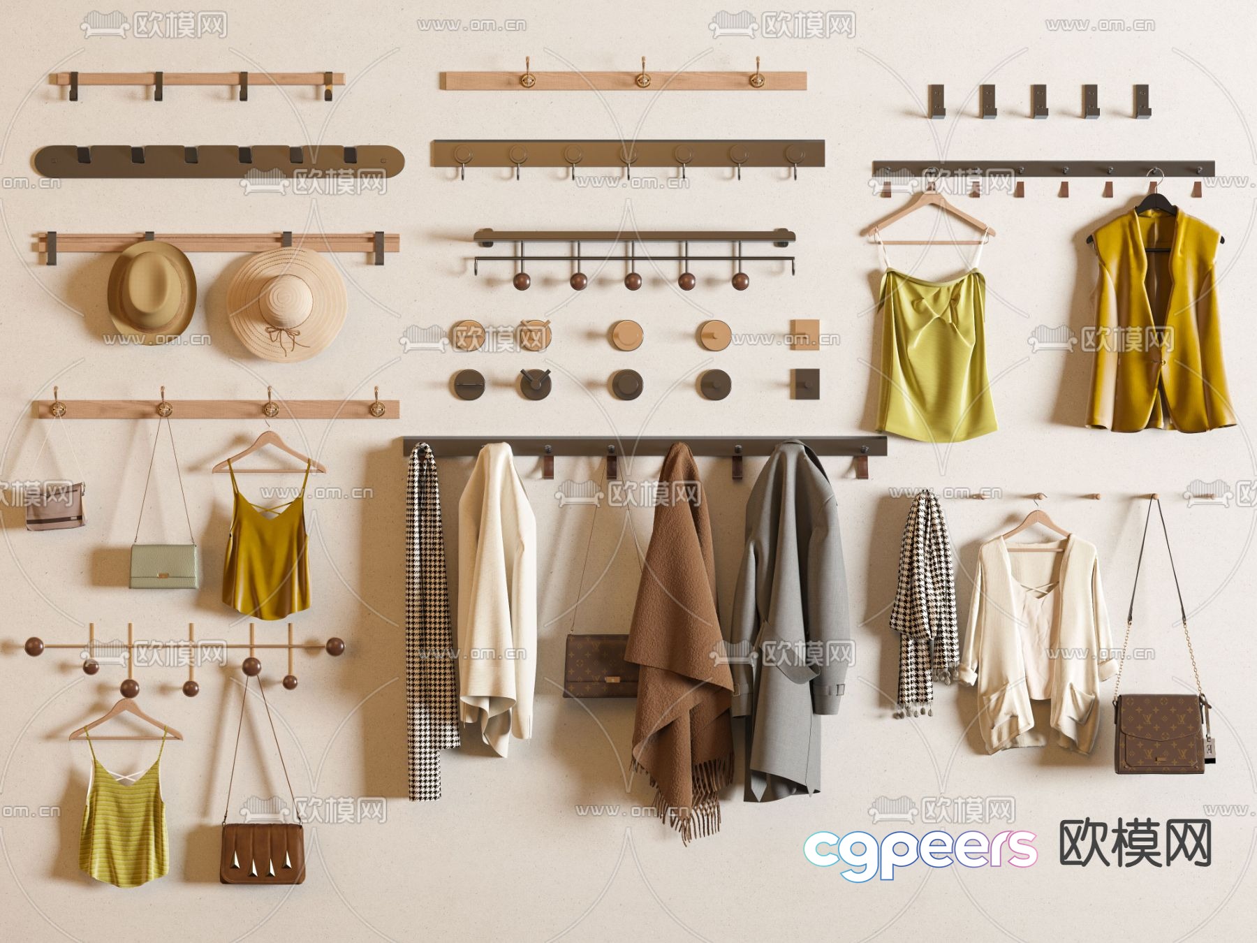 coat hook wall hanger clothes 3d model coat hook wall hanger clothes 3d model