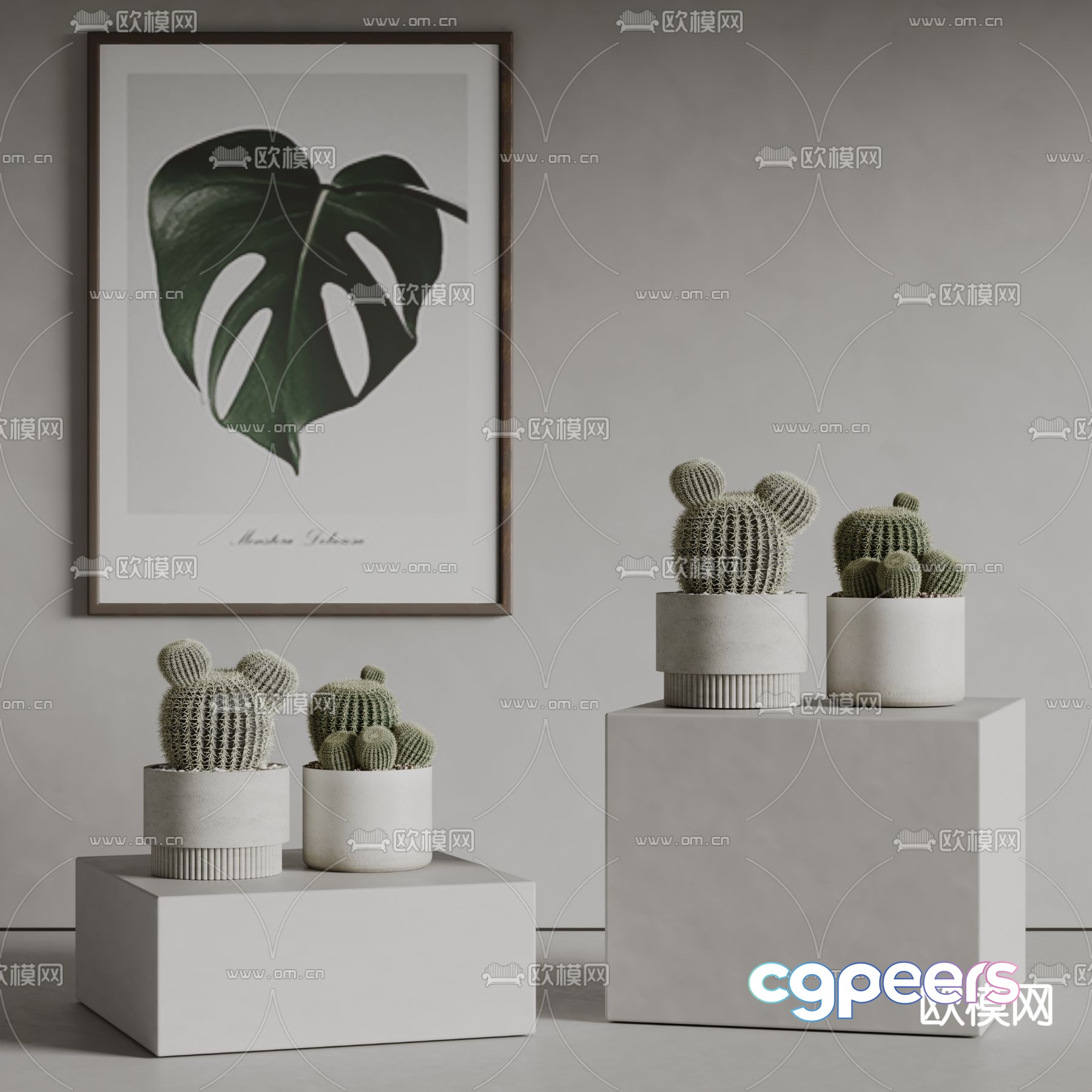 Modern Cactus Pot Plant 3D Model Modern Cactus Pot Plant 3D Model