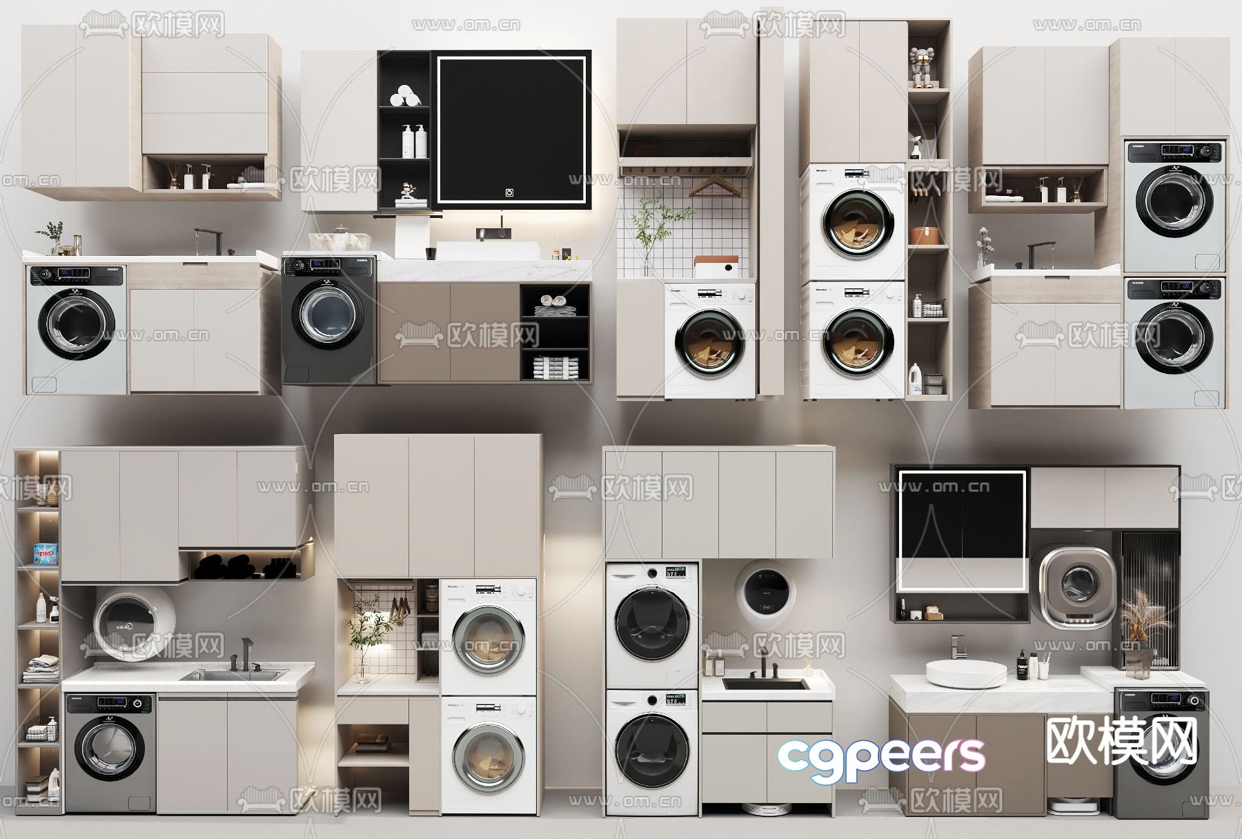 Balcony cabinet washing machine cabinet 3d model Balcony cabinet washing machine cabinet 3d model