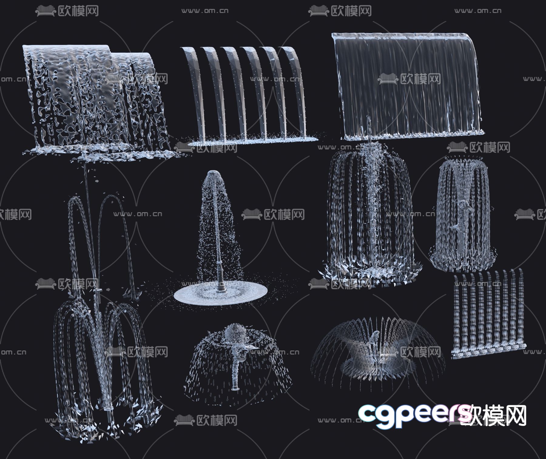 Fountain flowing water spring waterscape water flower 3d model Fountain flowing water spring waterscape water flower 3d model