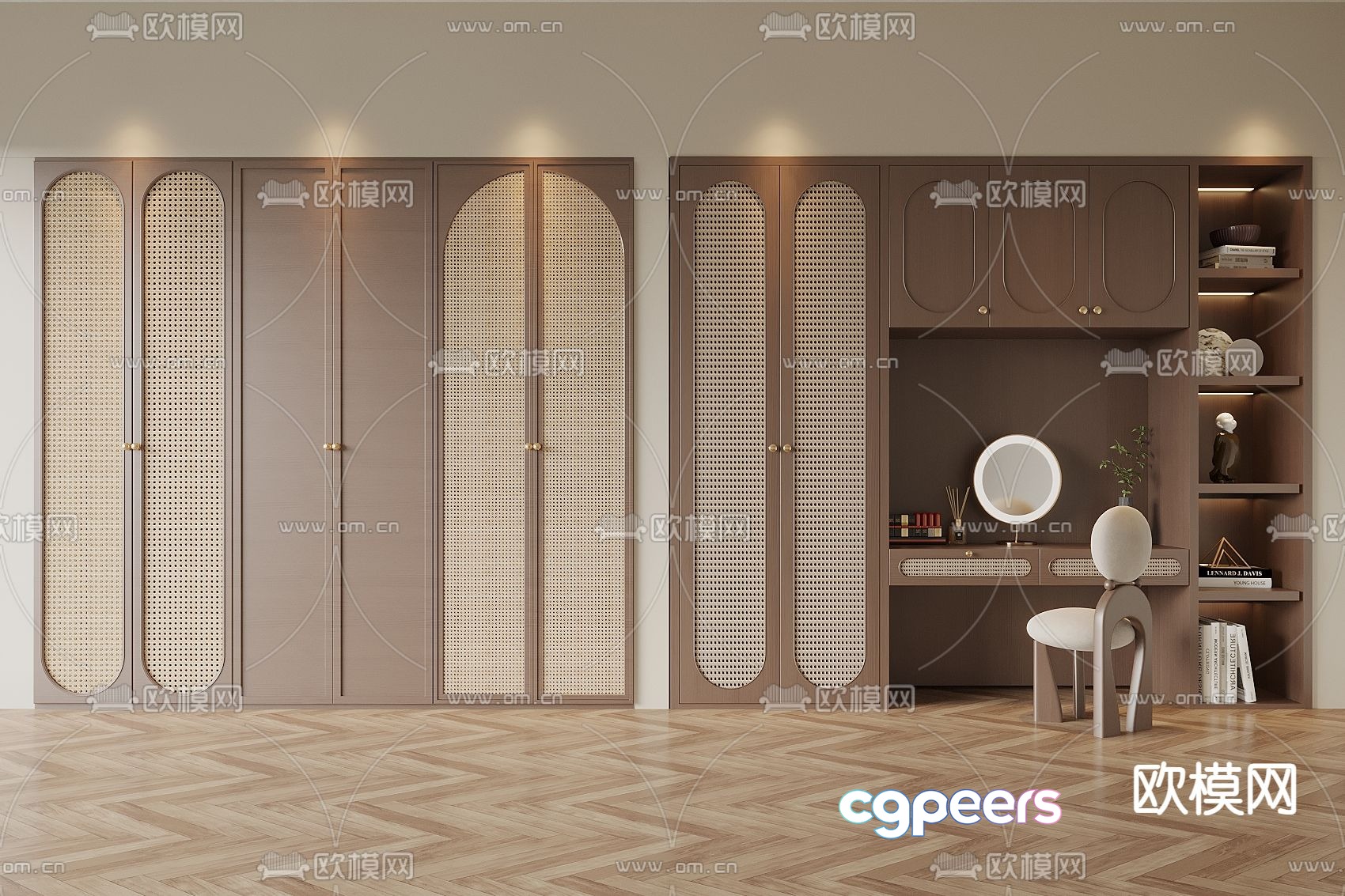 Medieval style wardrobe dresser integrated cabinet 3d model Medieval style wardrobe dresser integrated cabinet 3d model