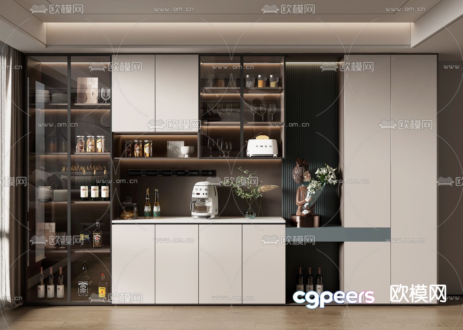 Modern wine cabinet 3d model Modern wine cabinet 3d model