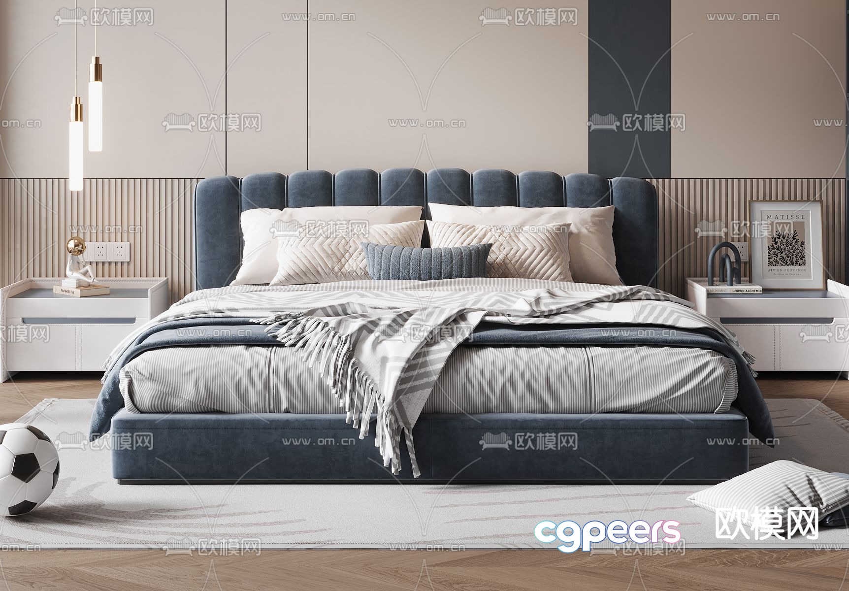Modern double bed 3d model Modern double bed 3d model