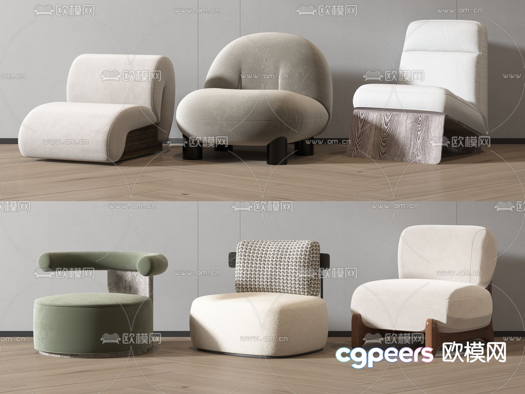 Cream style single sofa 3d model Cream style single sofa 3d model