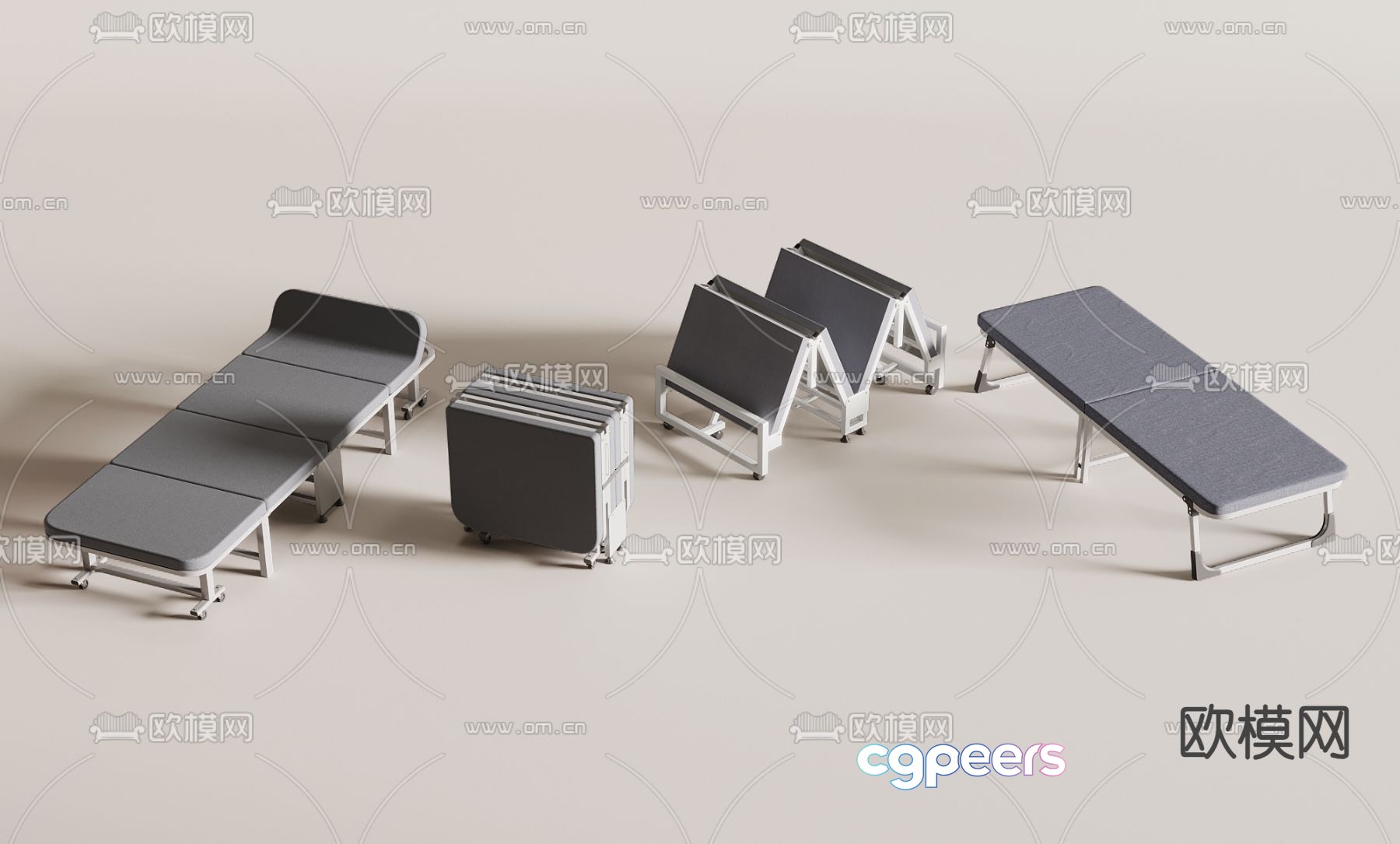 Single bed lunch bed folding bed 3d model Single bed lunch bed folding bed 3d model