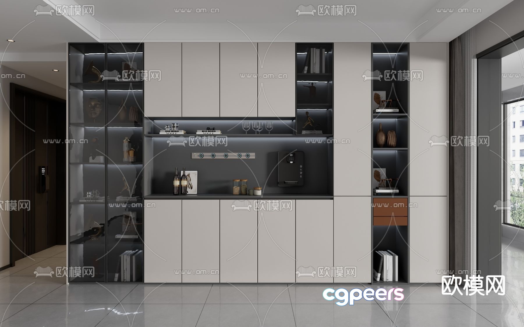 Modern sideboard integrated cabinet 3d model Modern sideboard integrated cabinet 3d model