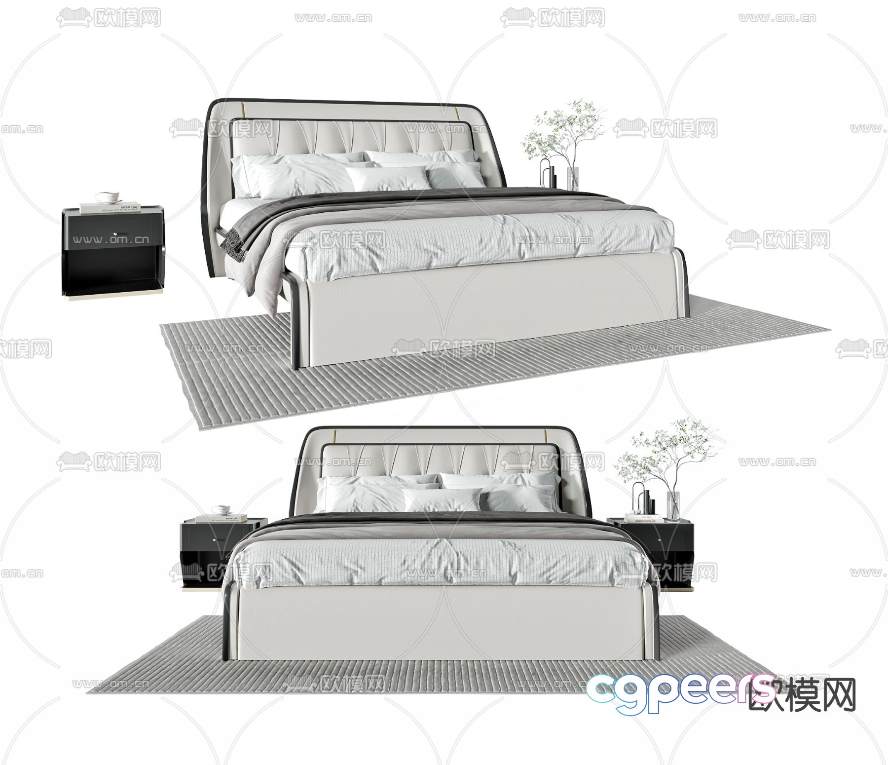 Modern double bed 3d model Modern double bed 3d model