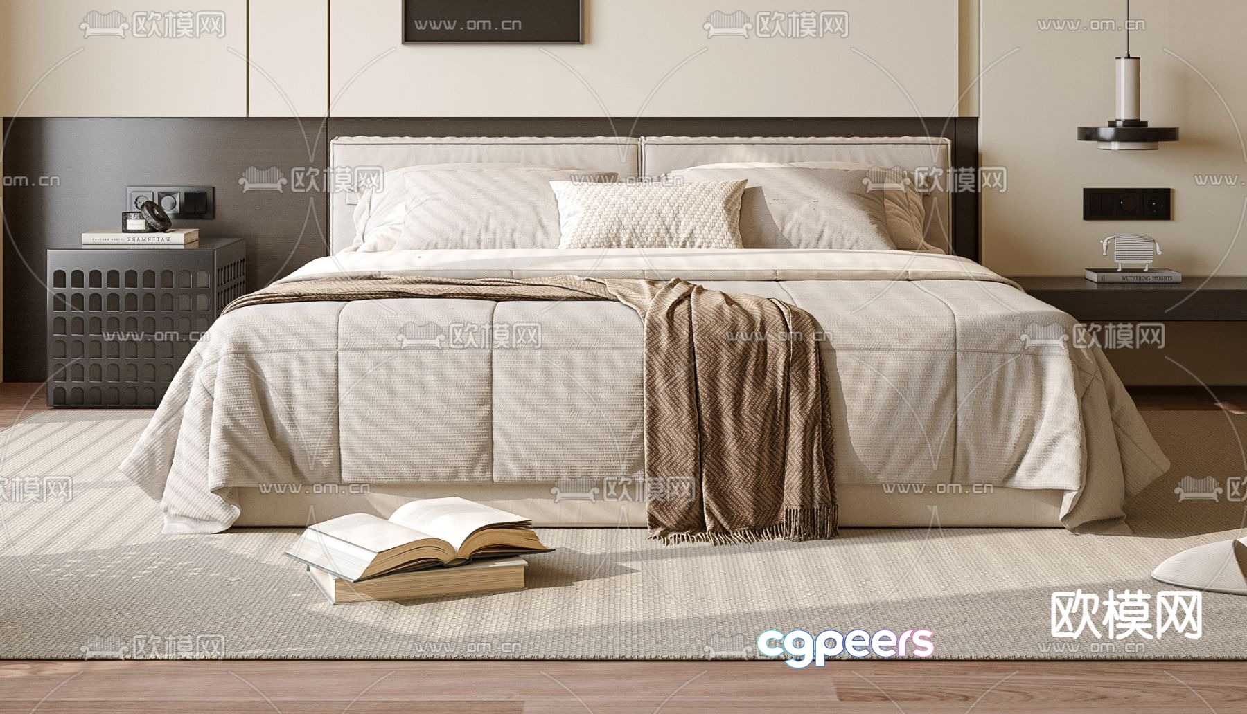 Modern double bed 3d model Modern double bed 3d model