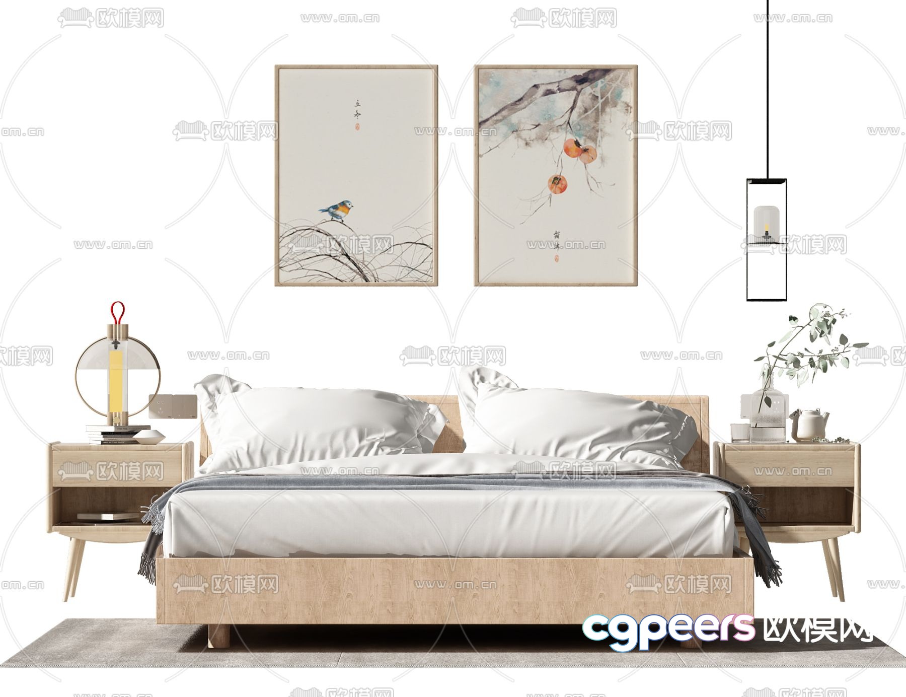Modern double bed 3d model Modern double bed 3d model