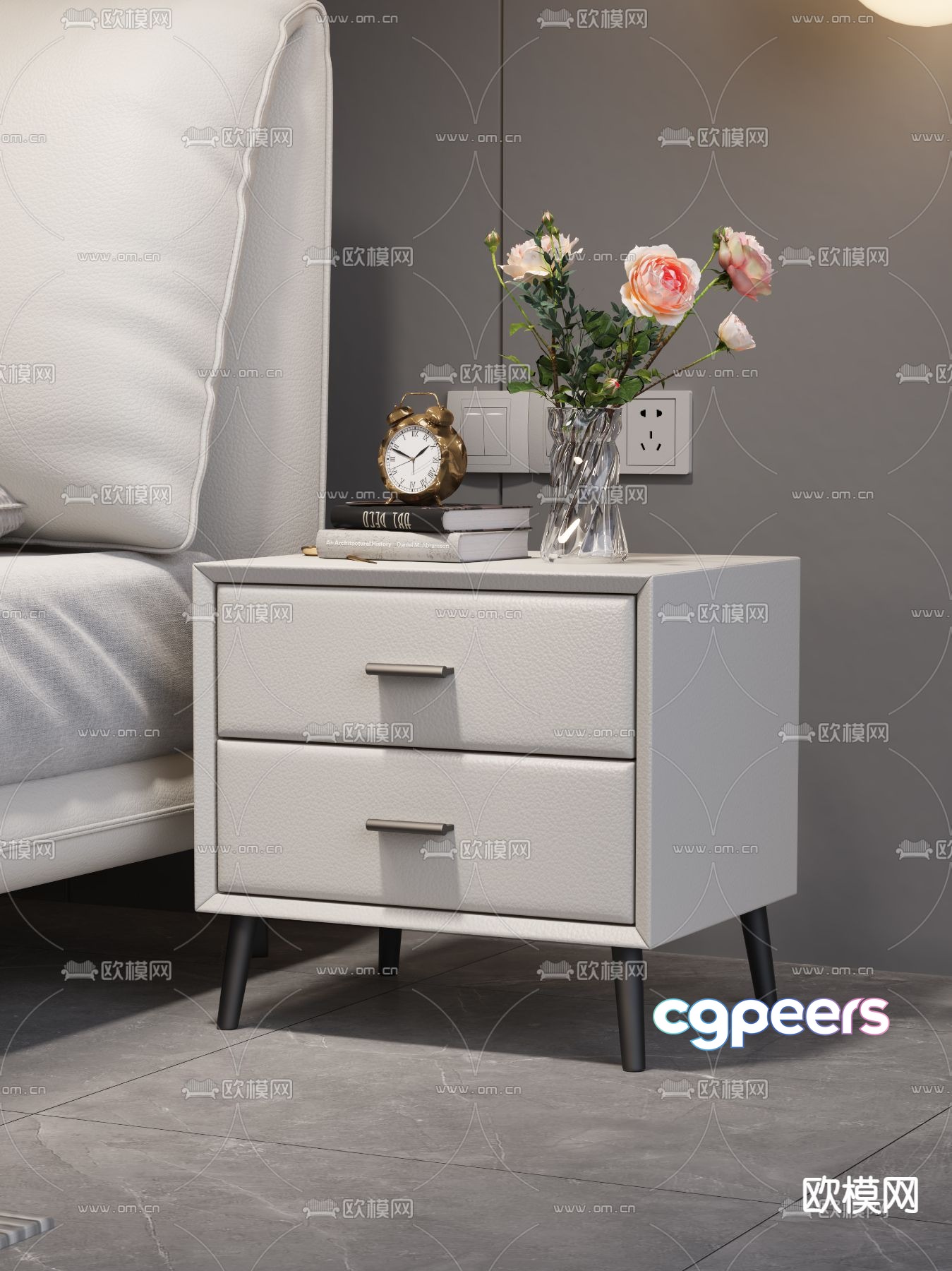 Cream style bedside table 3d model Cream style bedside table 3d model