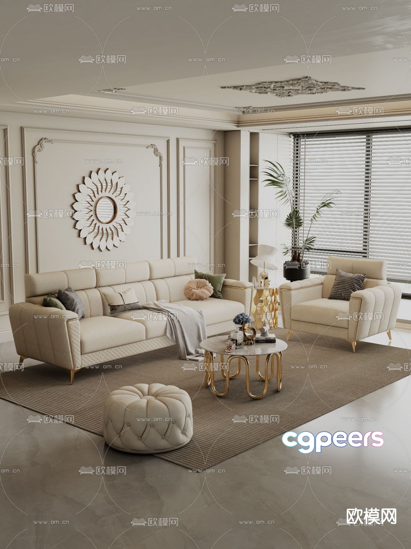 Simple European modular sofa 3D model Simple European modular sofa 3D model