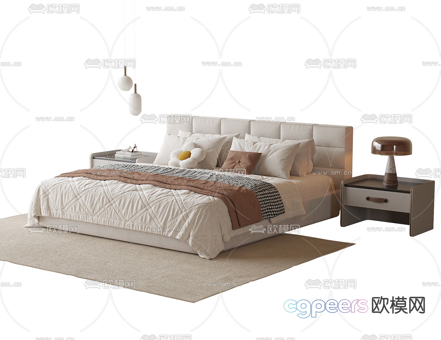 Modern double bed 3d model Modern double bed 3d model