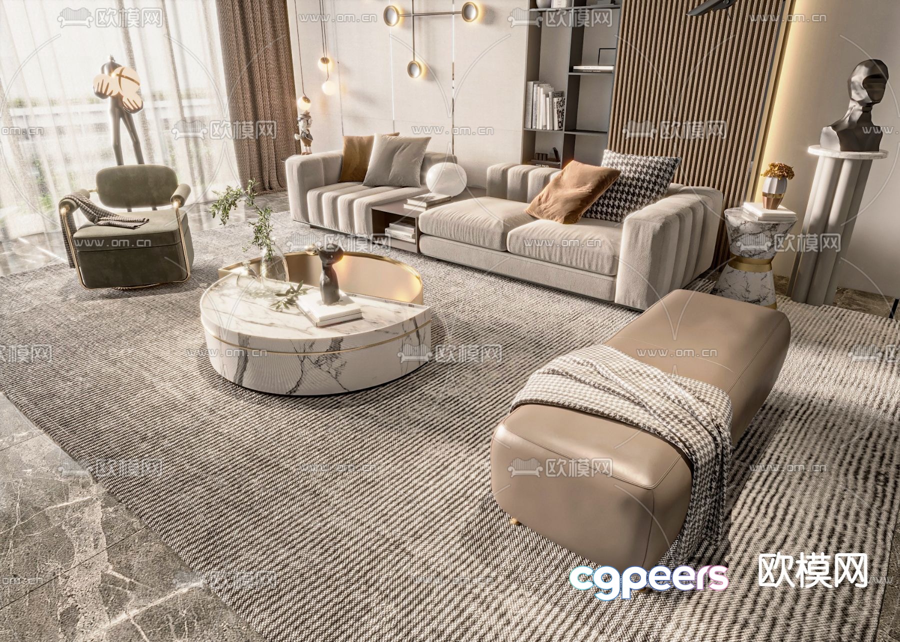Light luxury style modular sofa 3D model Light luxury style modular sofa 3D model