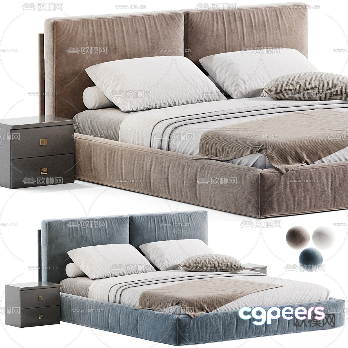 Modern double bed 3d model Modern double bed 3d model