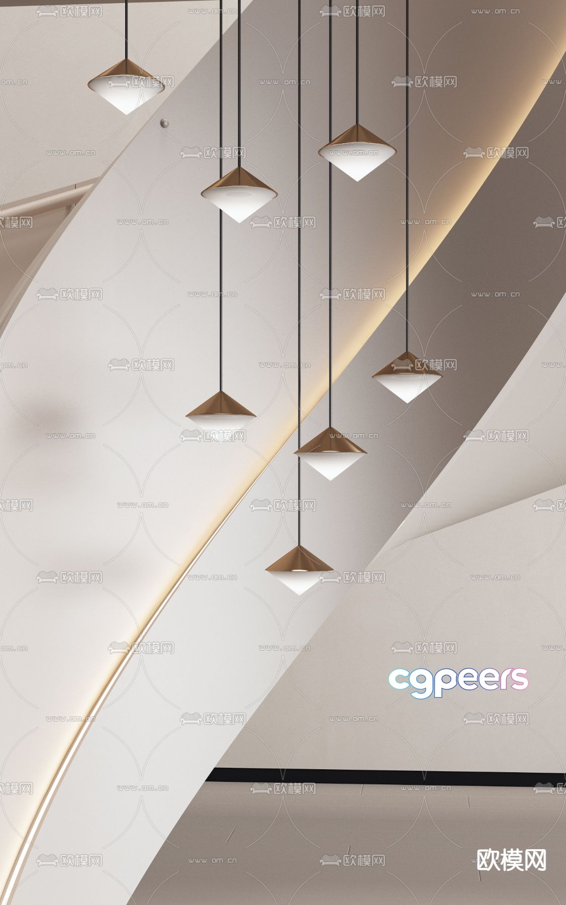 Creative chandelier stairwell chandelier 3d model Creative chandelier stairwell chandelier 3d model