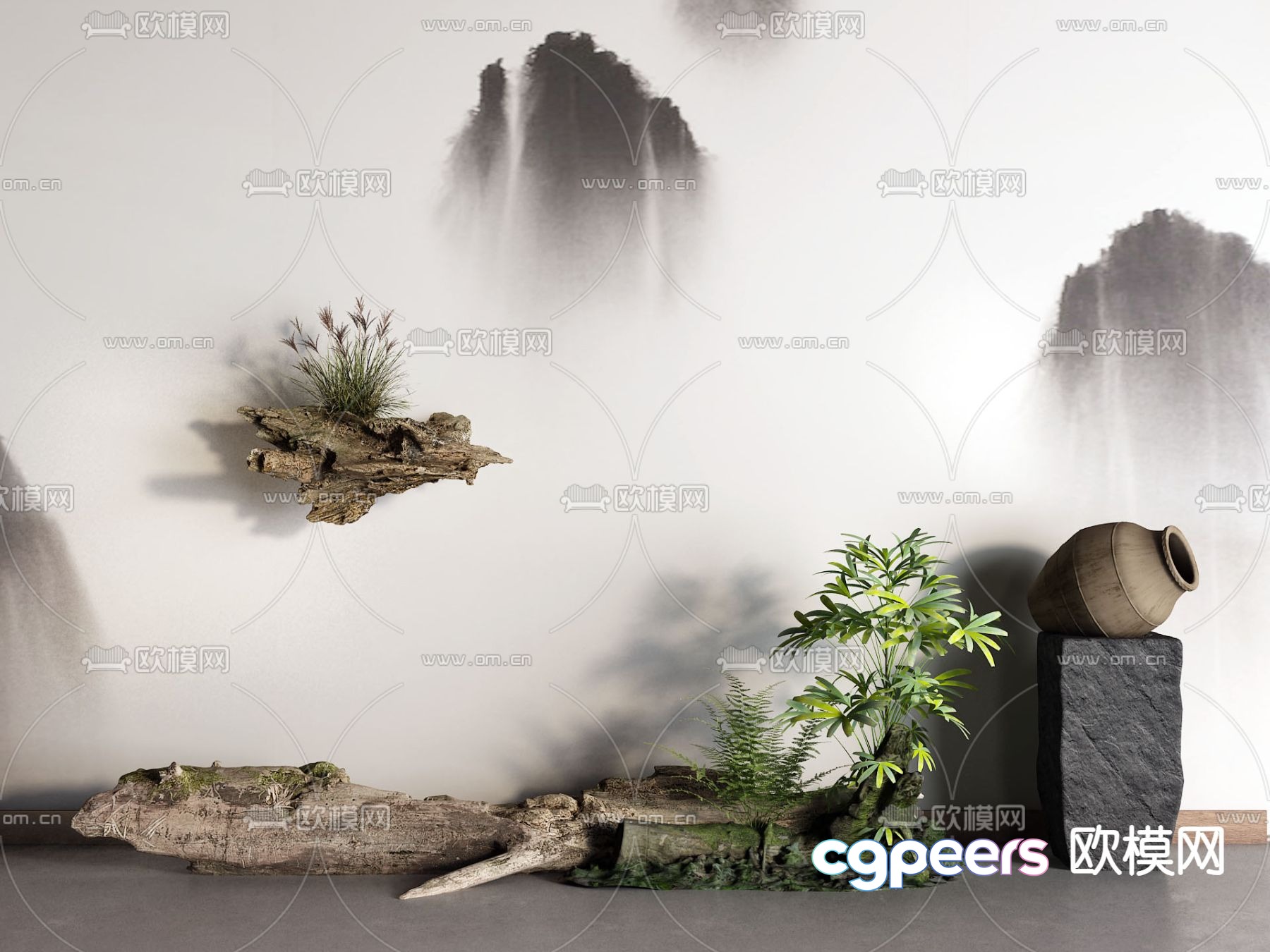 Chinese style interior landscape 3d model Chinese style interior landscape 3d model