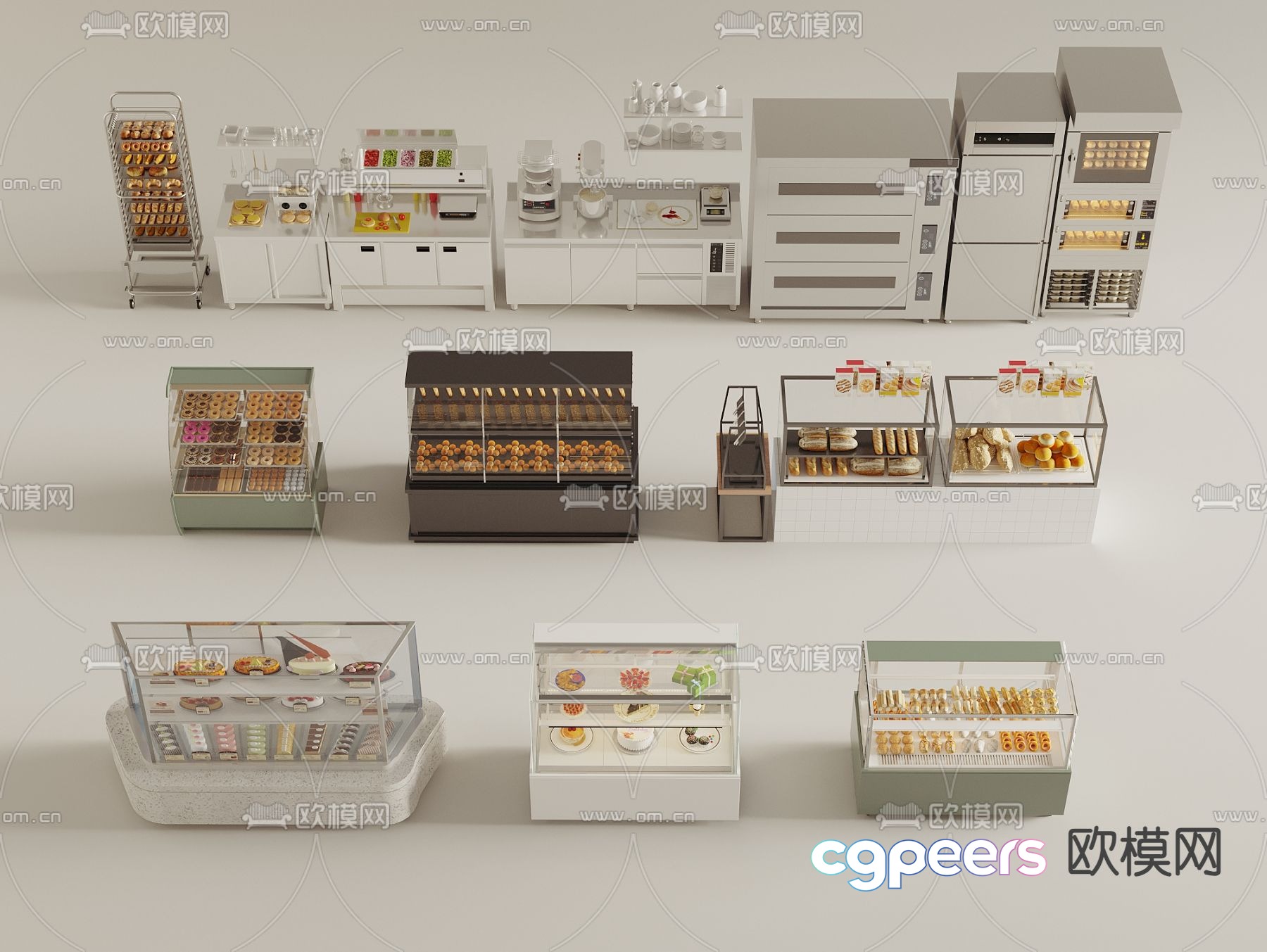 Modern cake bakery showcase 3d model Modern cake bakery showcase 3d model