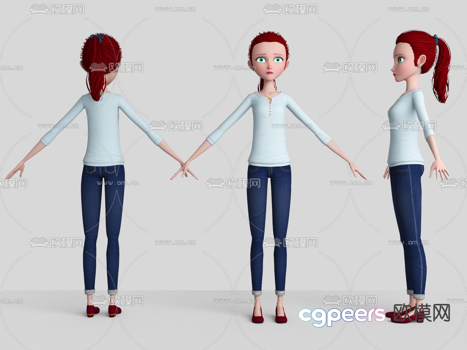 cartoon character young woman aunt 3d model cartoon character young woman aunt 3d model