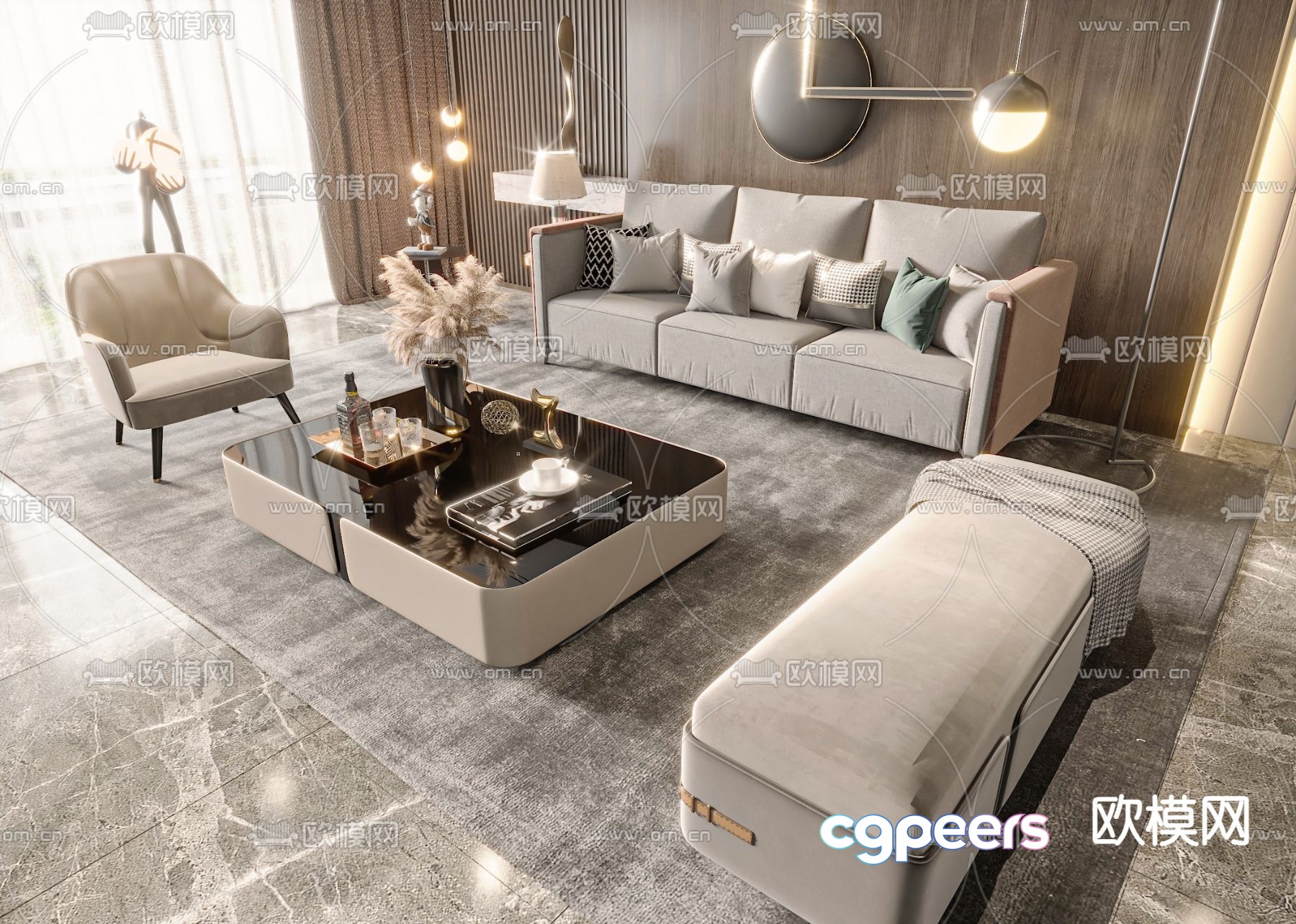 Modern sectional sofa 3d model Modern sectional sofa 3d model