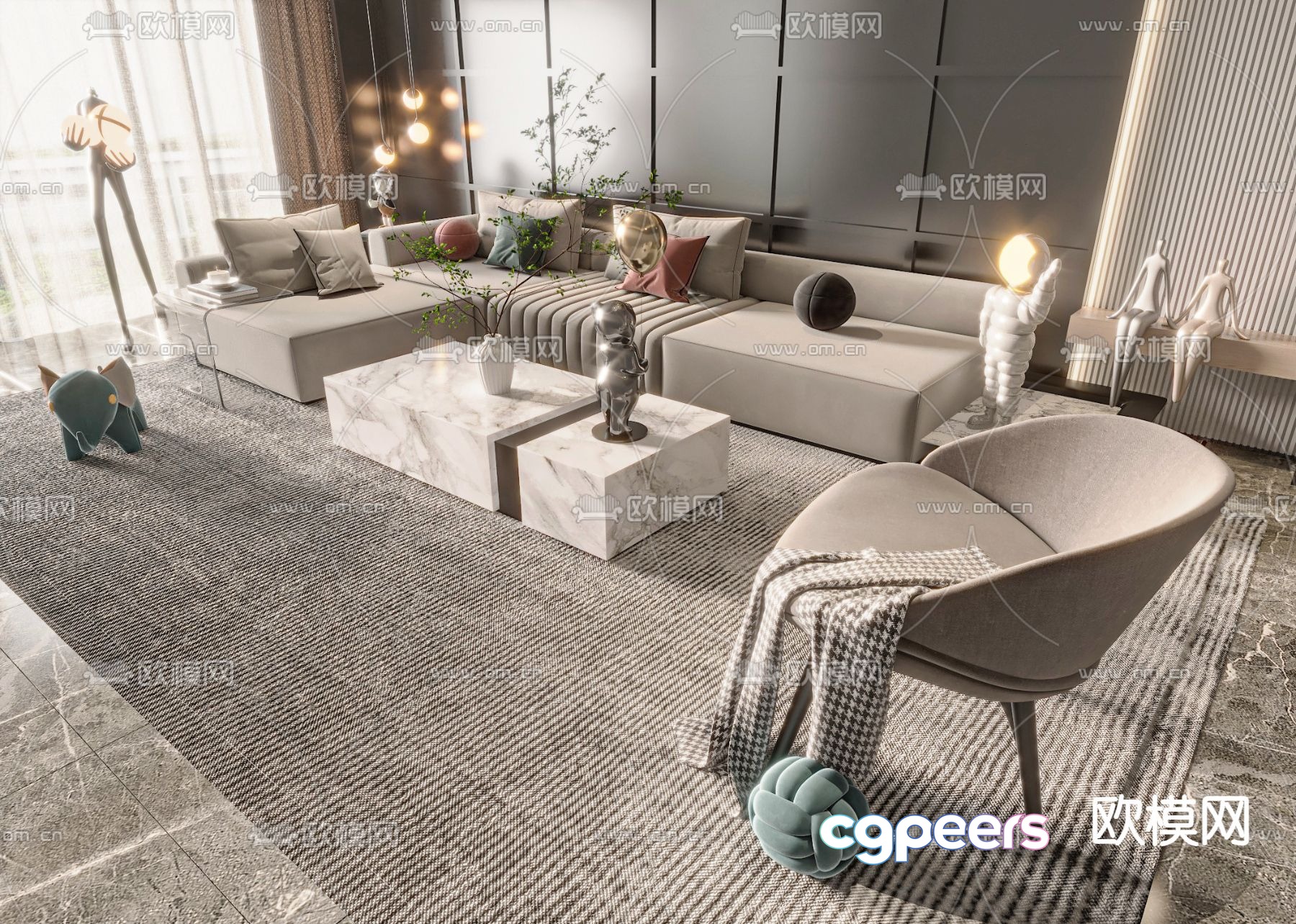 Corner sofa modular sofa 3d model Corner sofa modular sofa 3d model