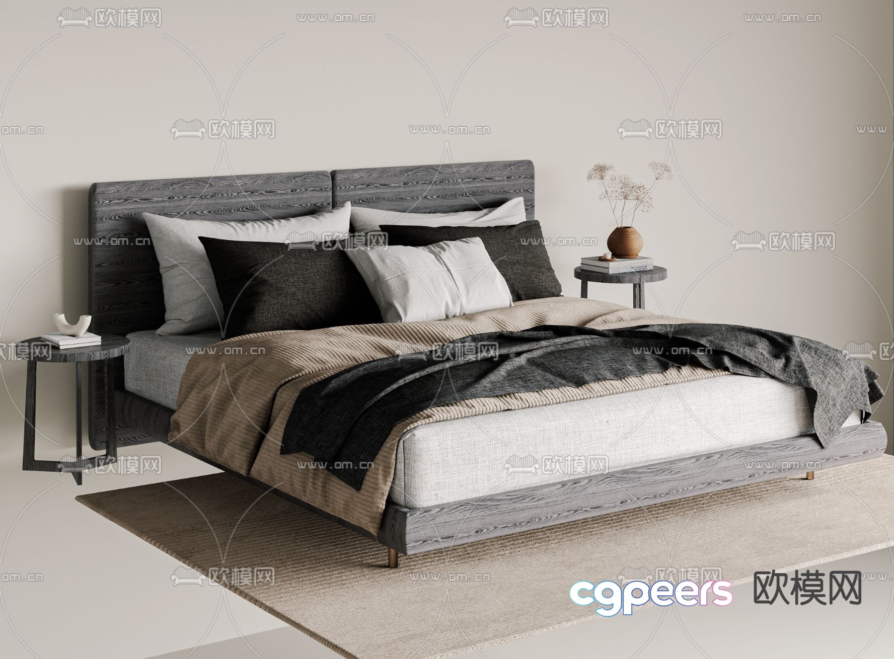 Modern double bed 3d model Modern double bed 3d model