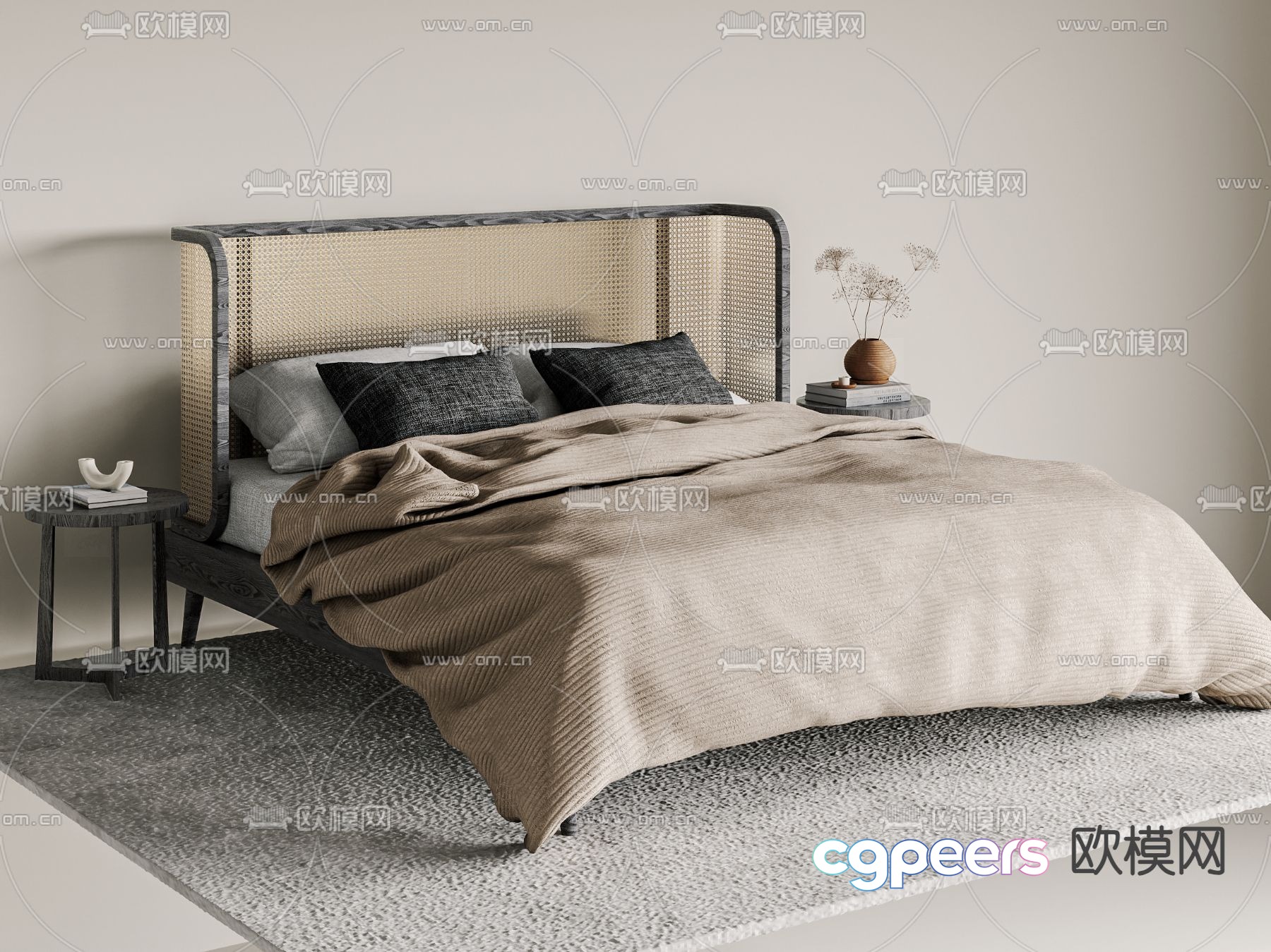 Modern double bed 3d model Modern double bed 3d model