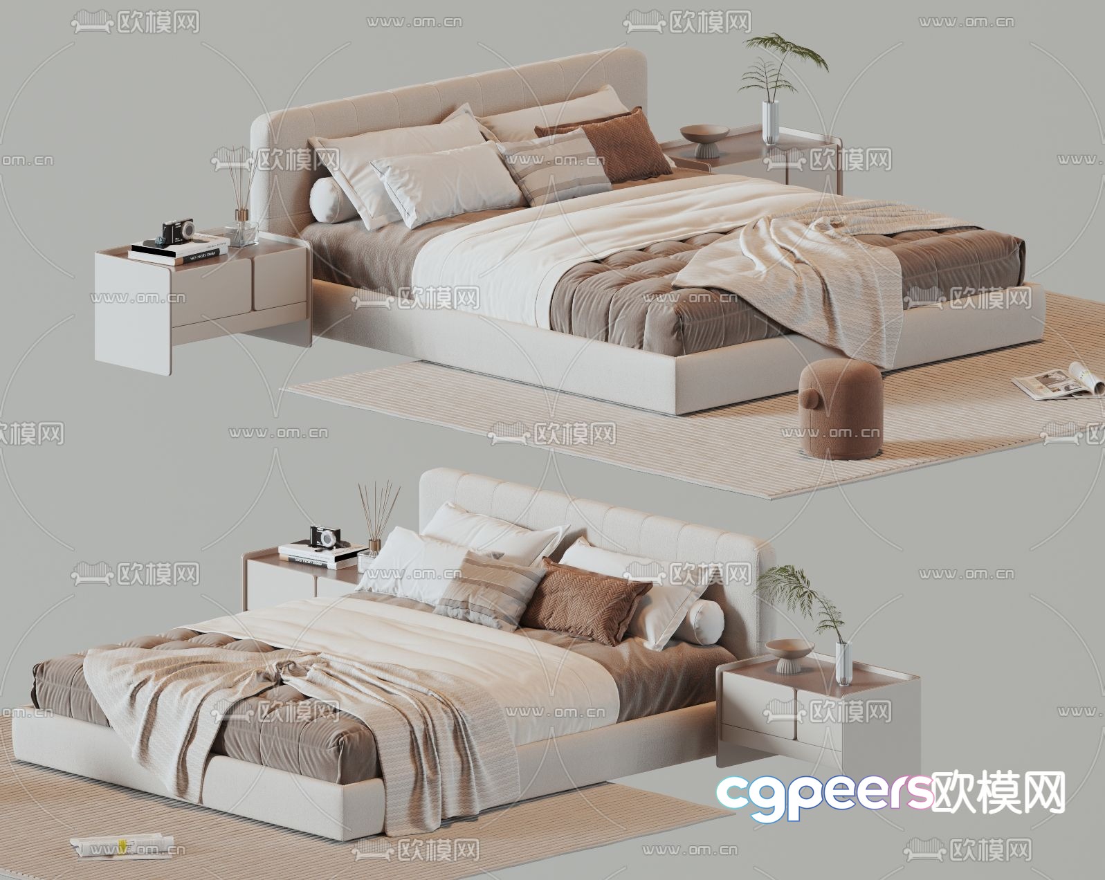 Modern double bed 3d model Modern double bed 3d model
