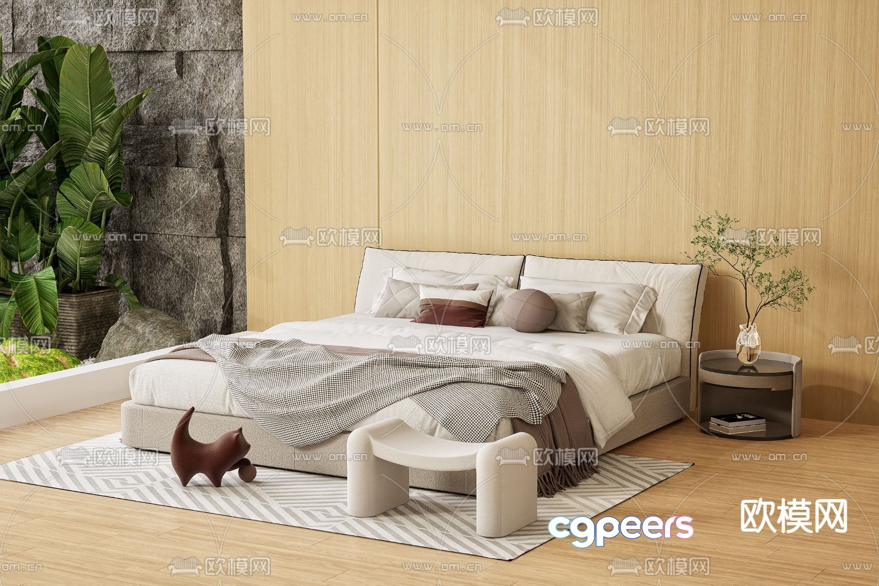 Modern double bed 3d model Modern double bed 3d model
