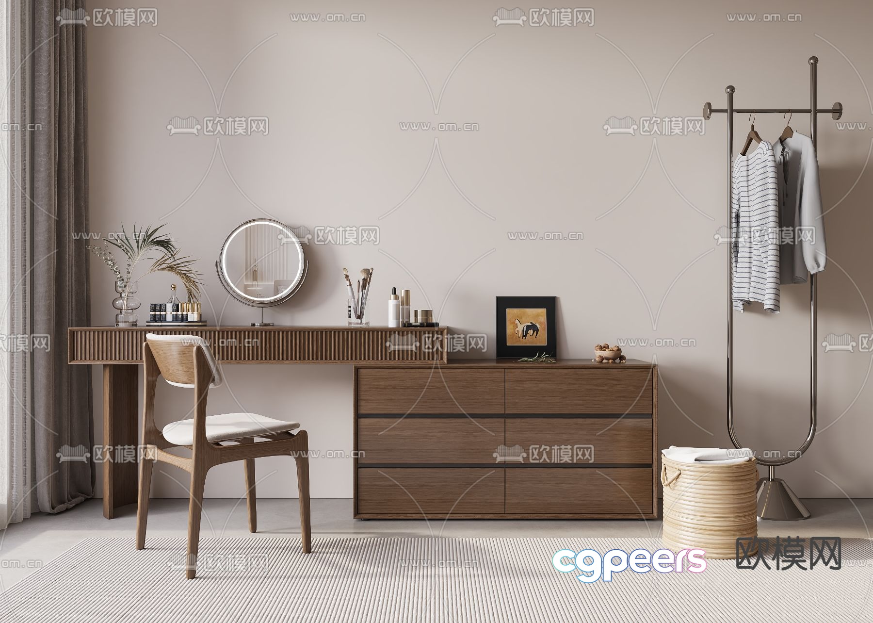 Middle style dressing table 3d model Middle style dressing table 3d model