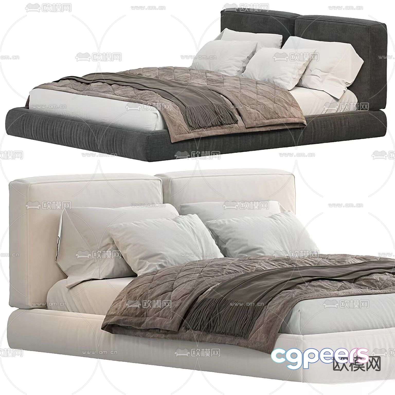 Modern double bed 3d model Modern double bed 3d model
