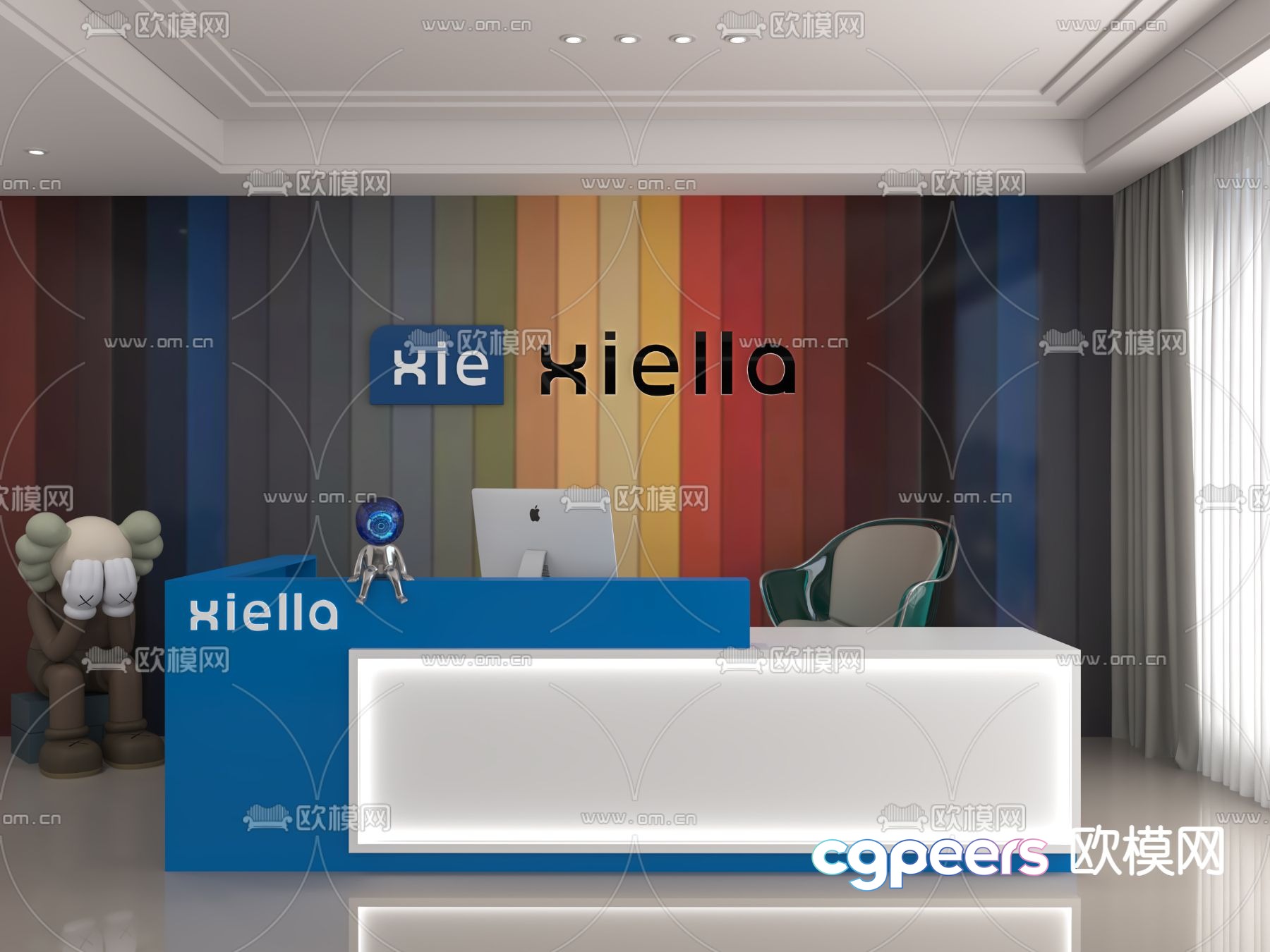 Modern front desk reception desk 3d model Modern front desk reception desk 3d model