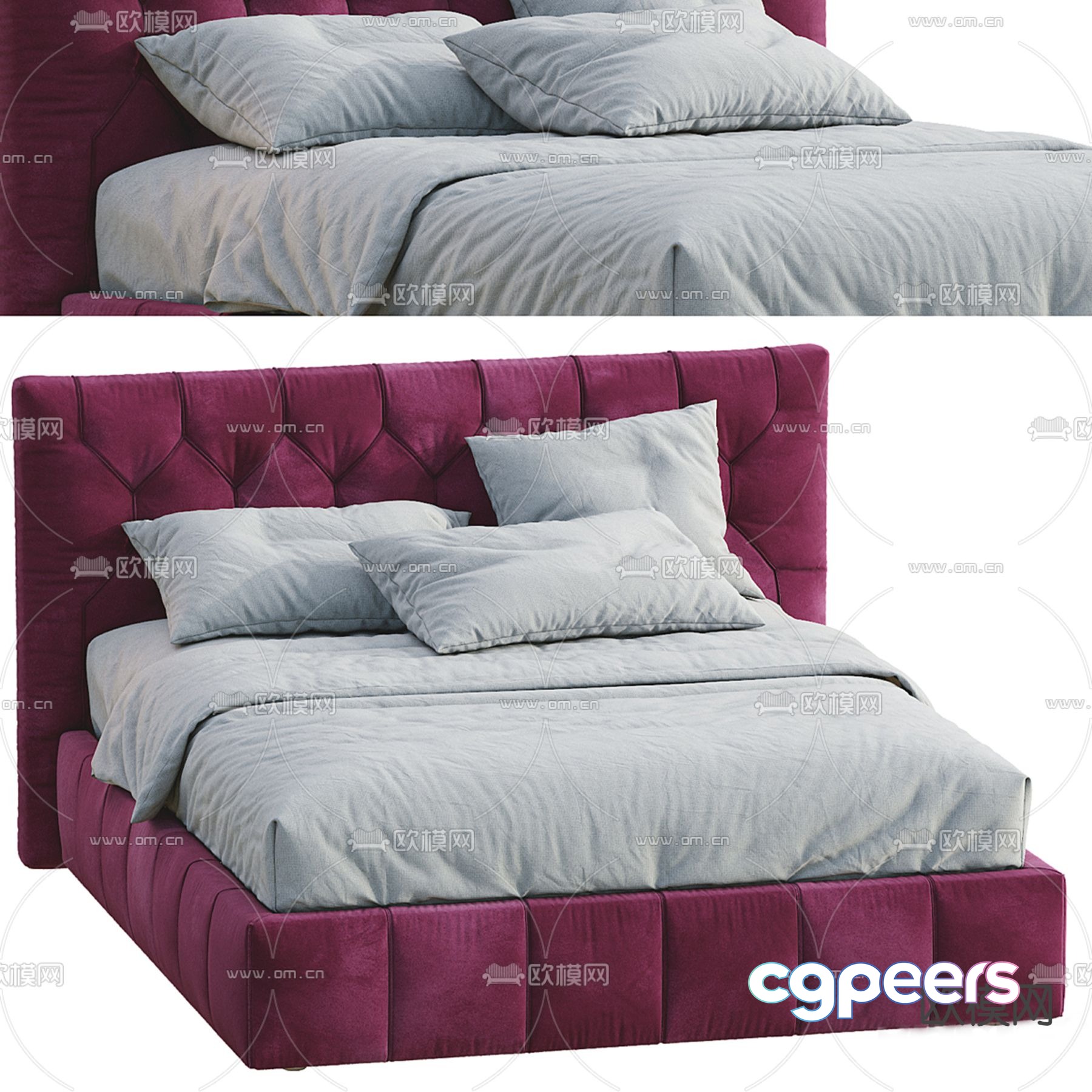 Modern double bed 3d model Modern double bed 3d model