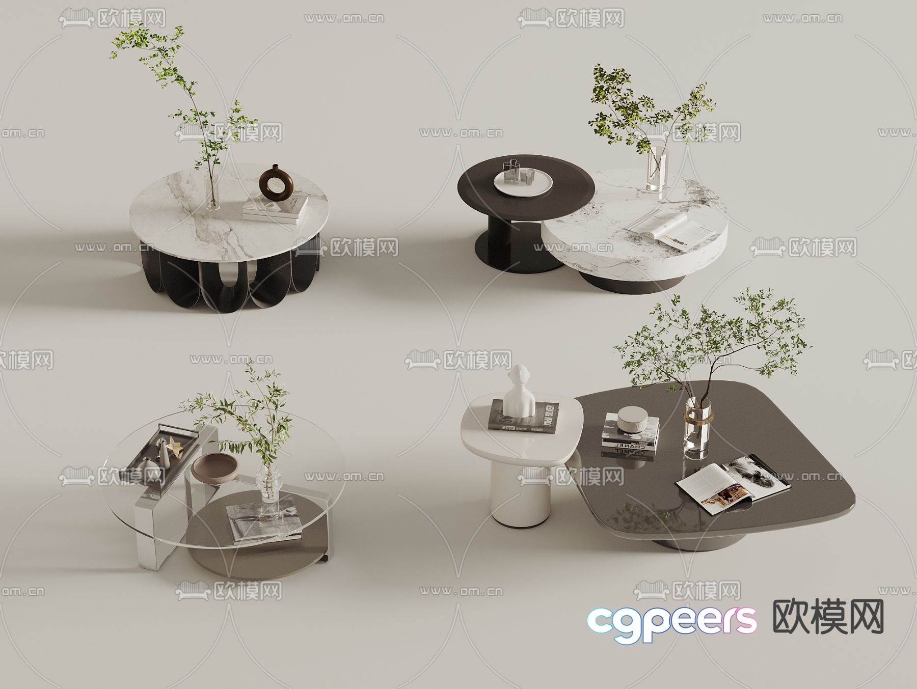 Modern coffee table combination 3D model Modern coffee table combination 3D model