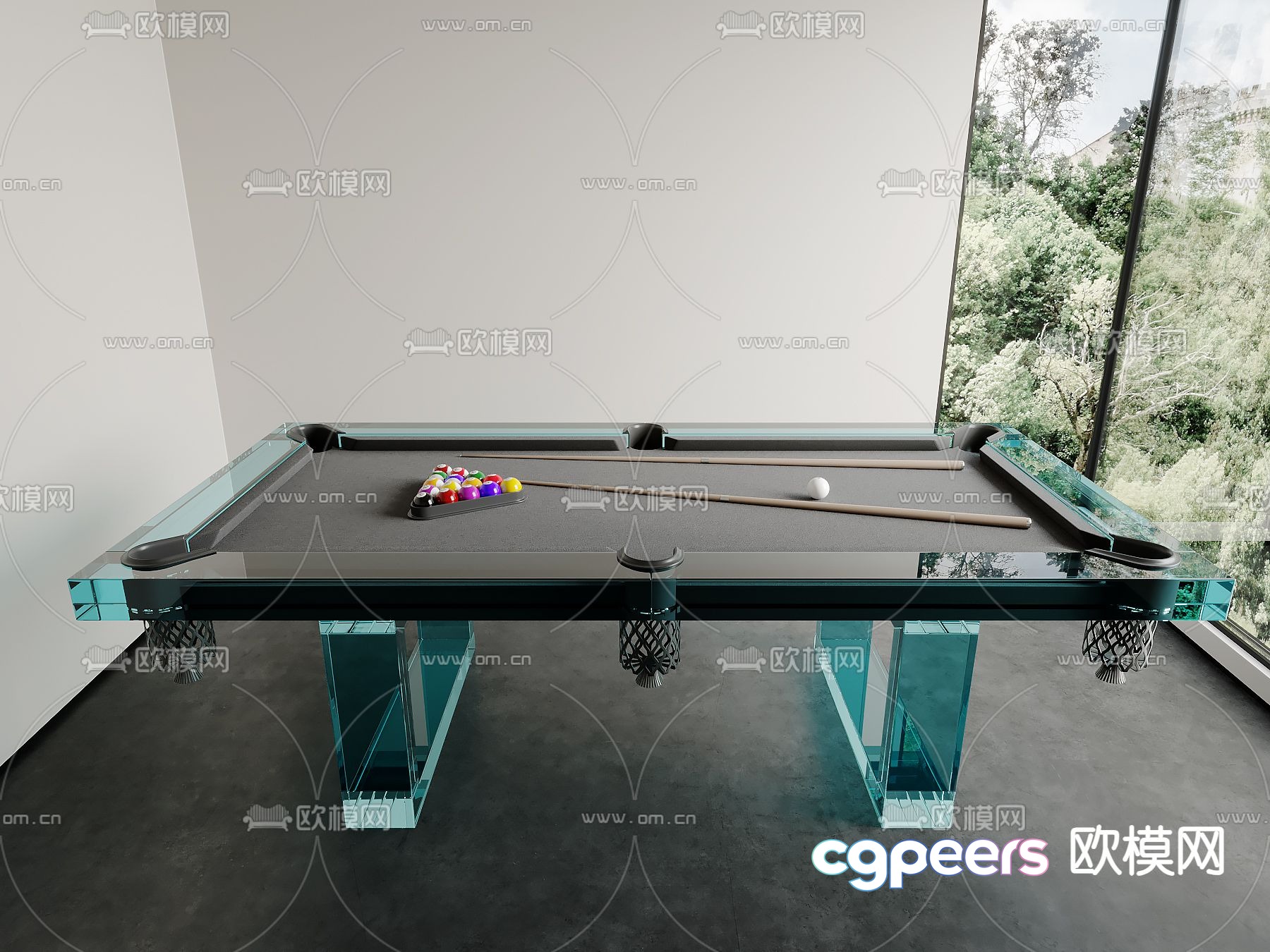 Transparent pool table acrylic pool table 3d model Transparent pool table acrylic pool table 3d model