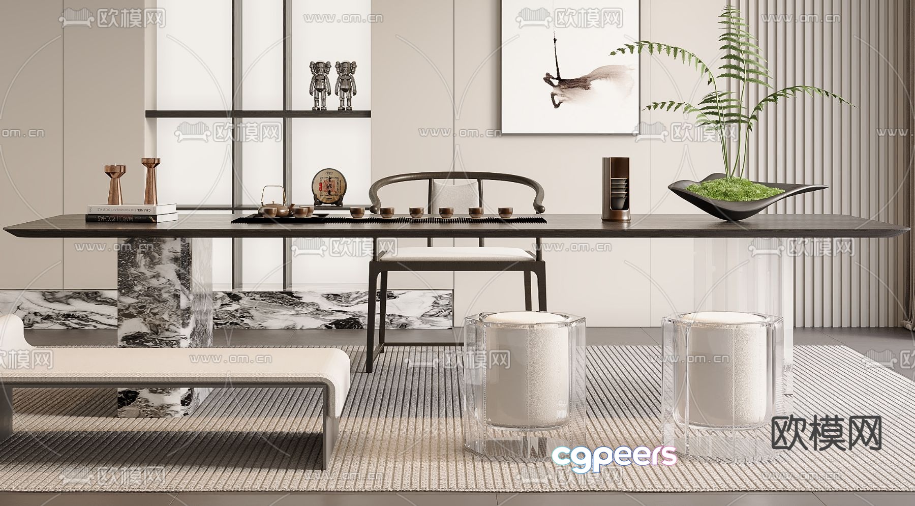 Modern tea table tea table 3d model Modern tea table tea table 3d model