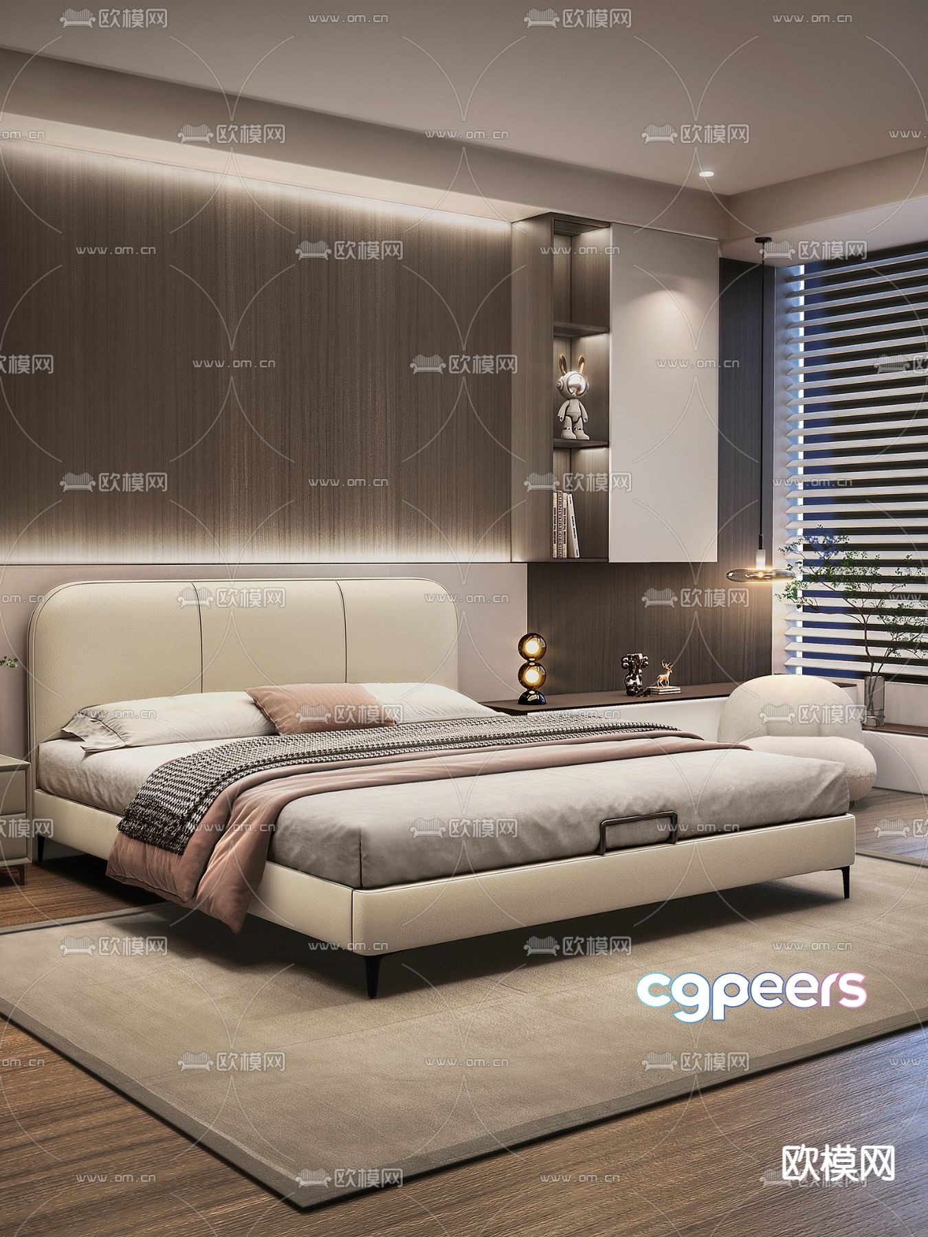 Modern double bed 3d model Modern double bed 3d model