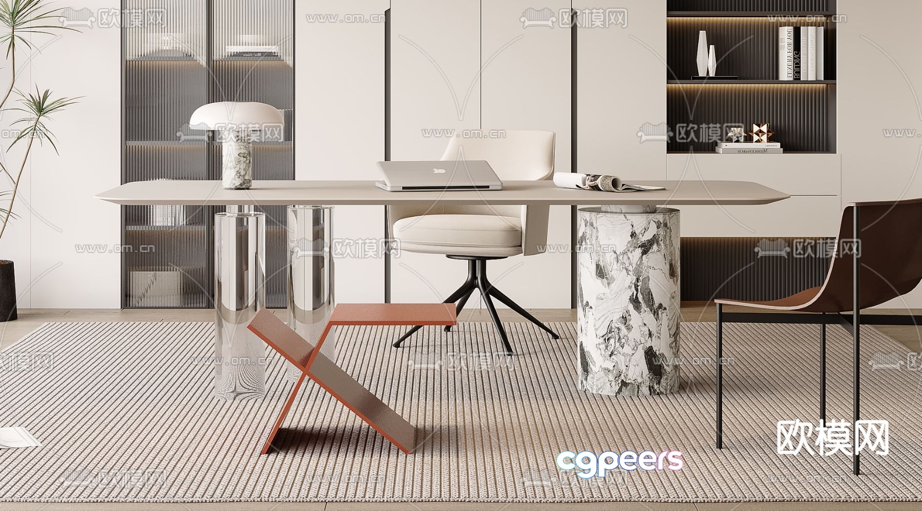 Modern desk computer desk study table 3d model Modern desk computer desk study table 3d model