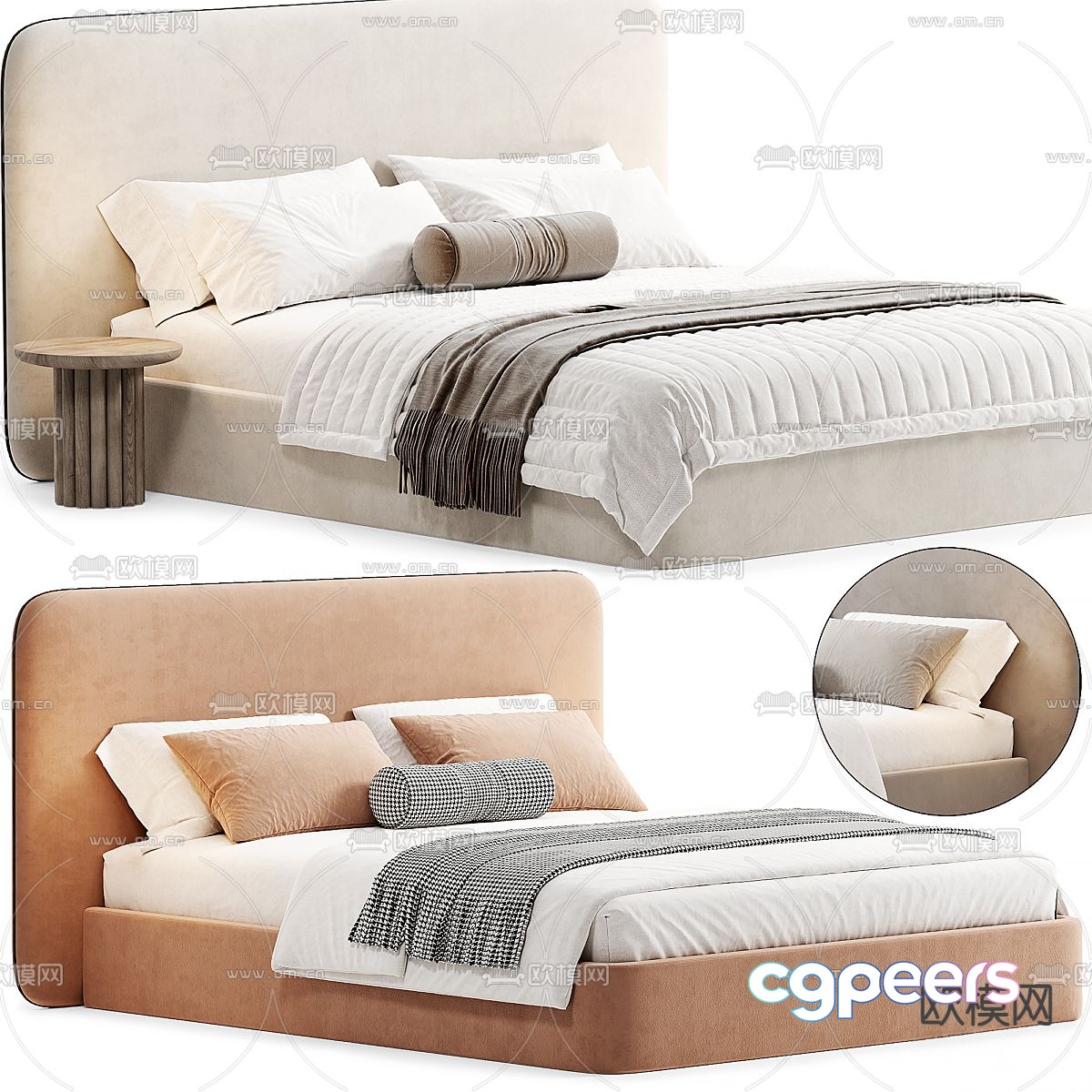 Modern double bed 3d model Modern double bed 3d model