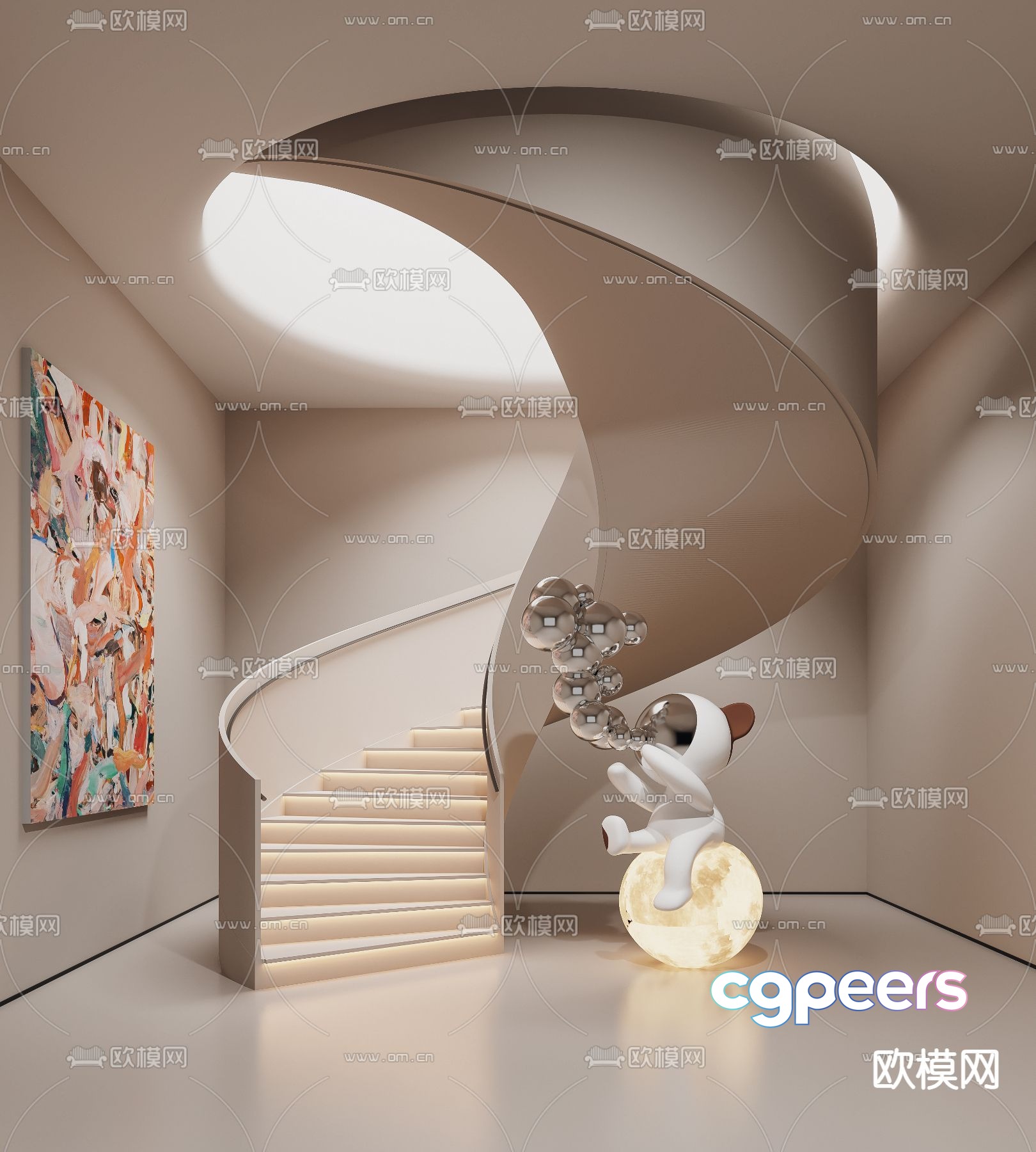 Modern spiral staircase 3d model Modern spiral staircase 3d model