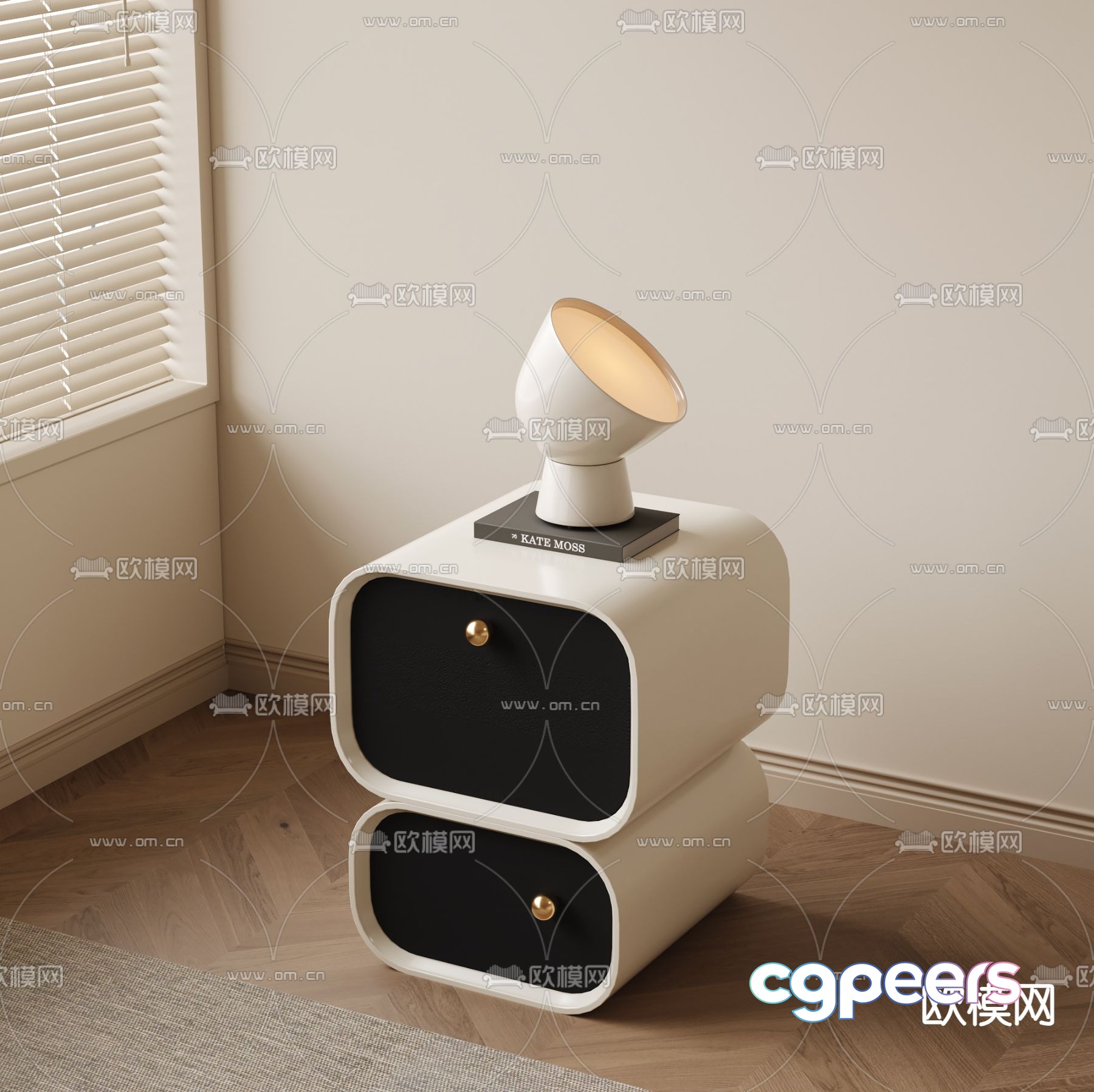 Cream style bedside table 3d model Cream style bedside table 3d model