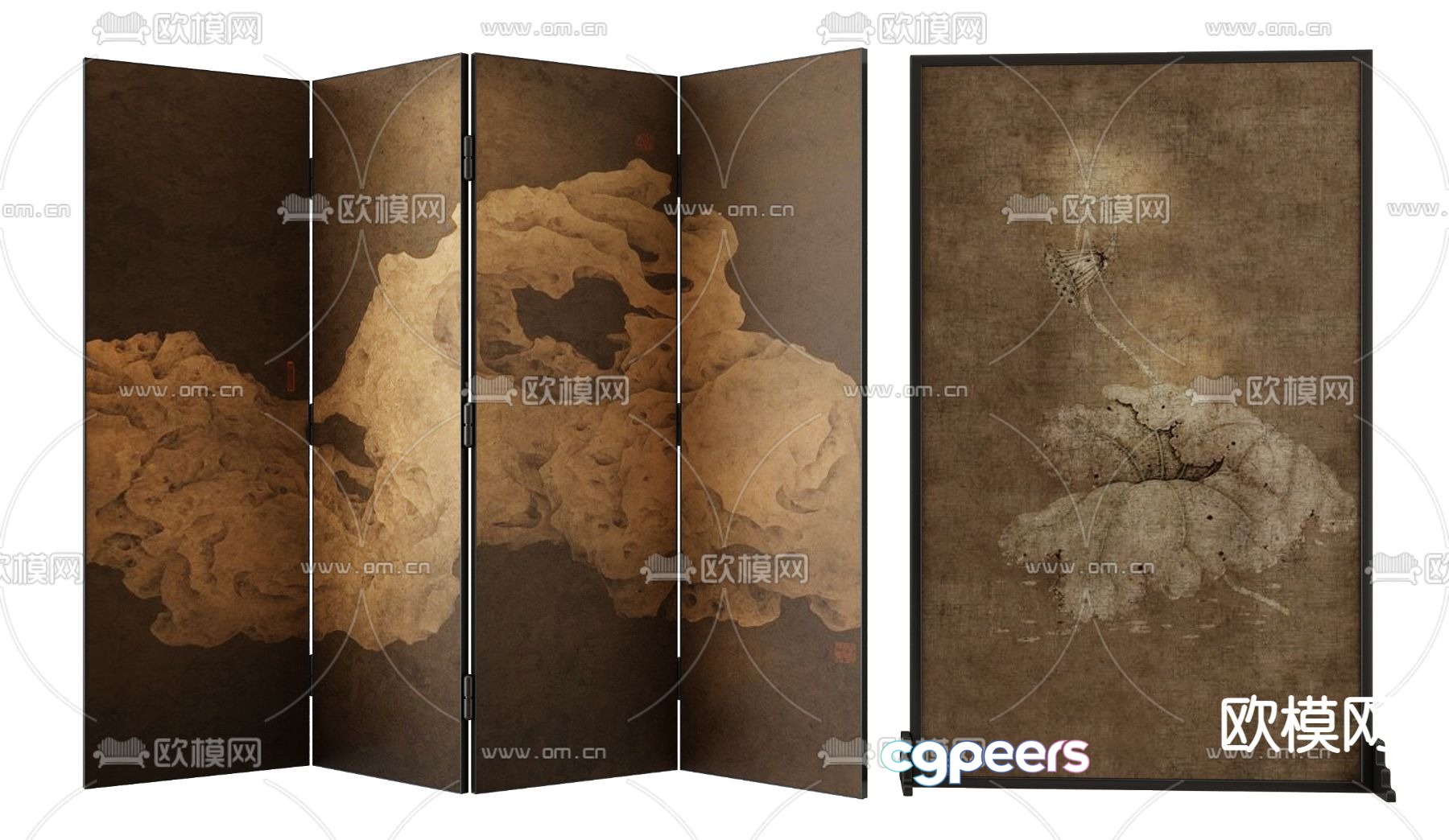 New Chinese style mural screen 3D model New Chinese style mural screen 3D model